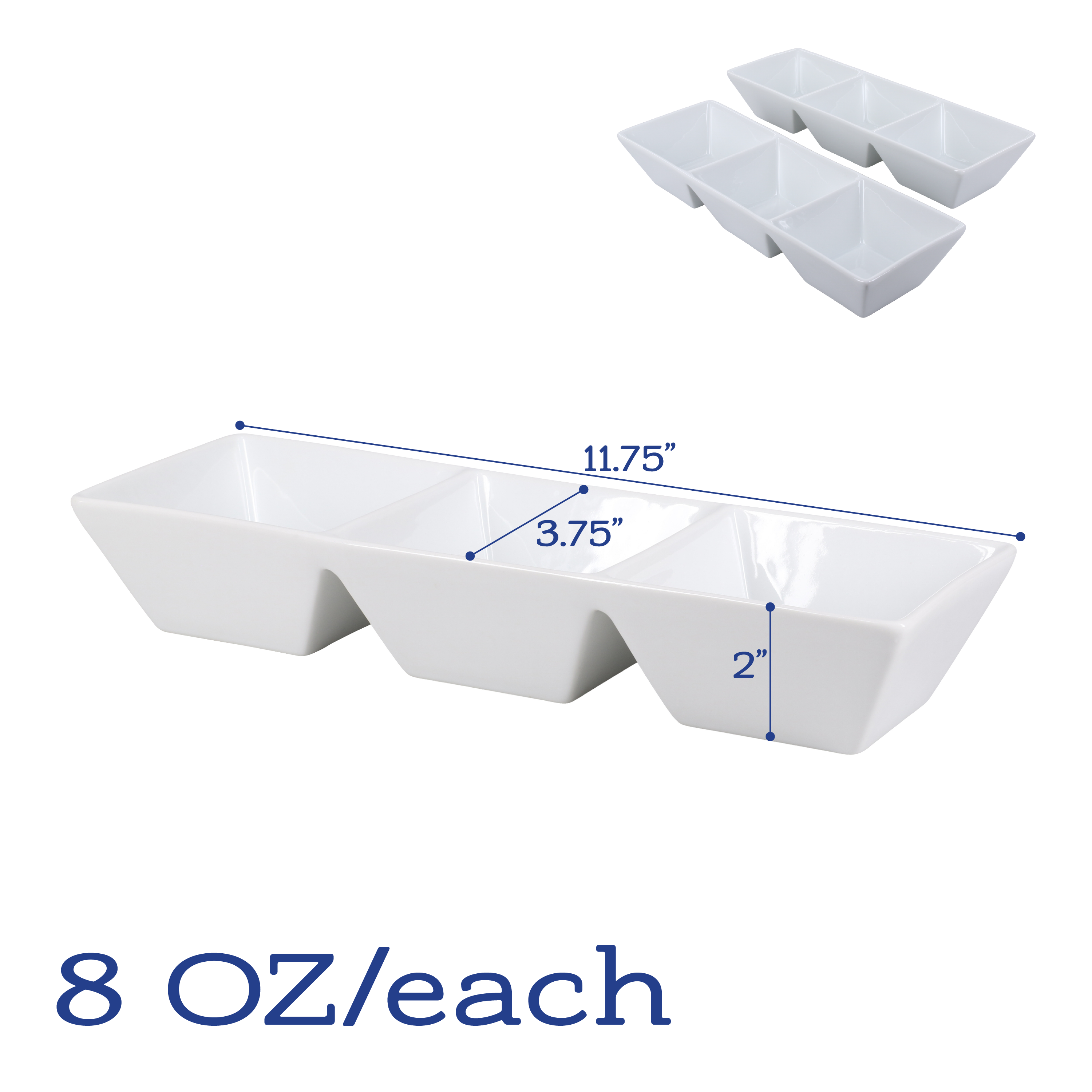 Three Compartment Square Server, Set of 2