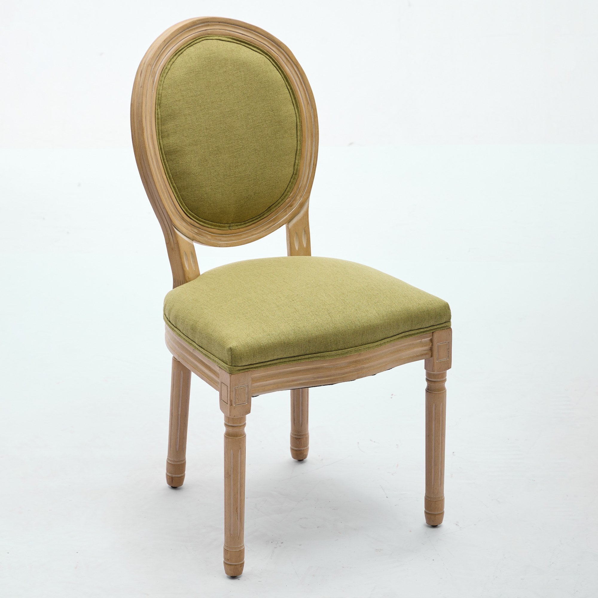 French Country Dining Chairs with Round Upholstered Backrest, Set of 2