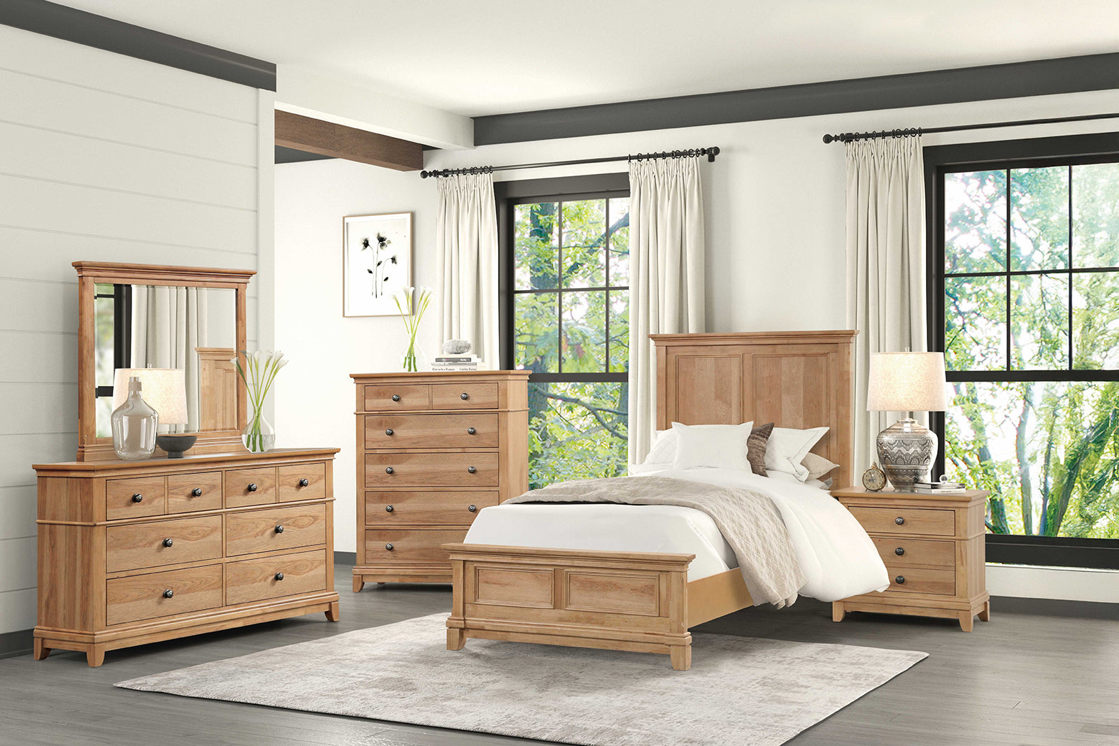 Kitsch Farmhouse Bed with Plank Headboard