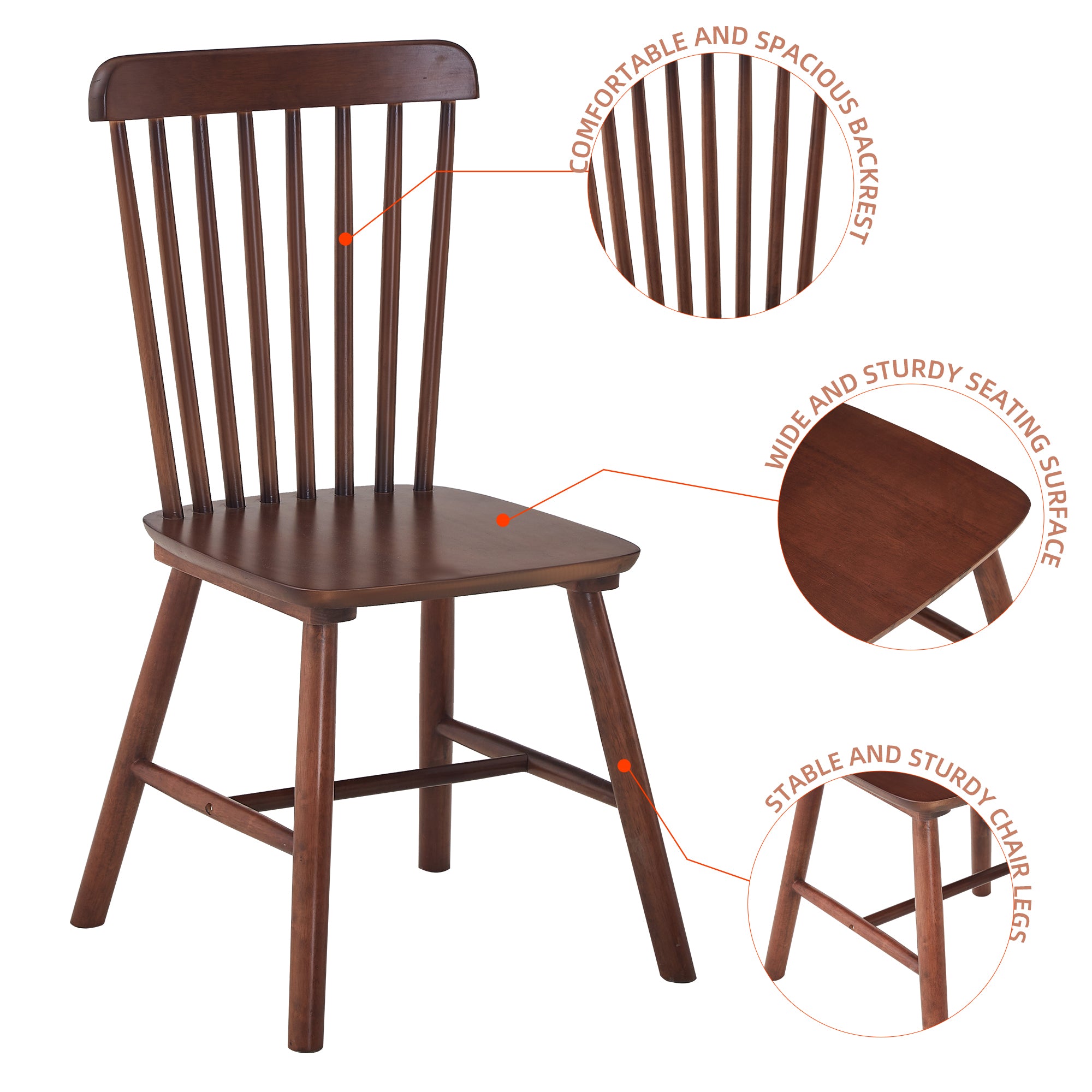 Modern Farmhouse Spindle Back Dining Chairs, Set of 4