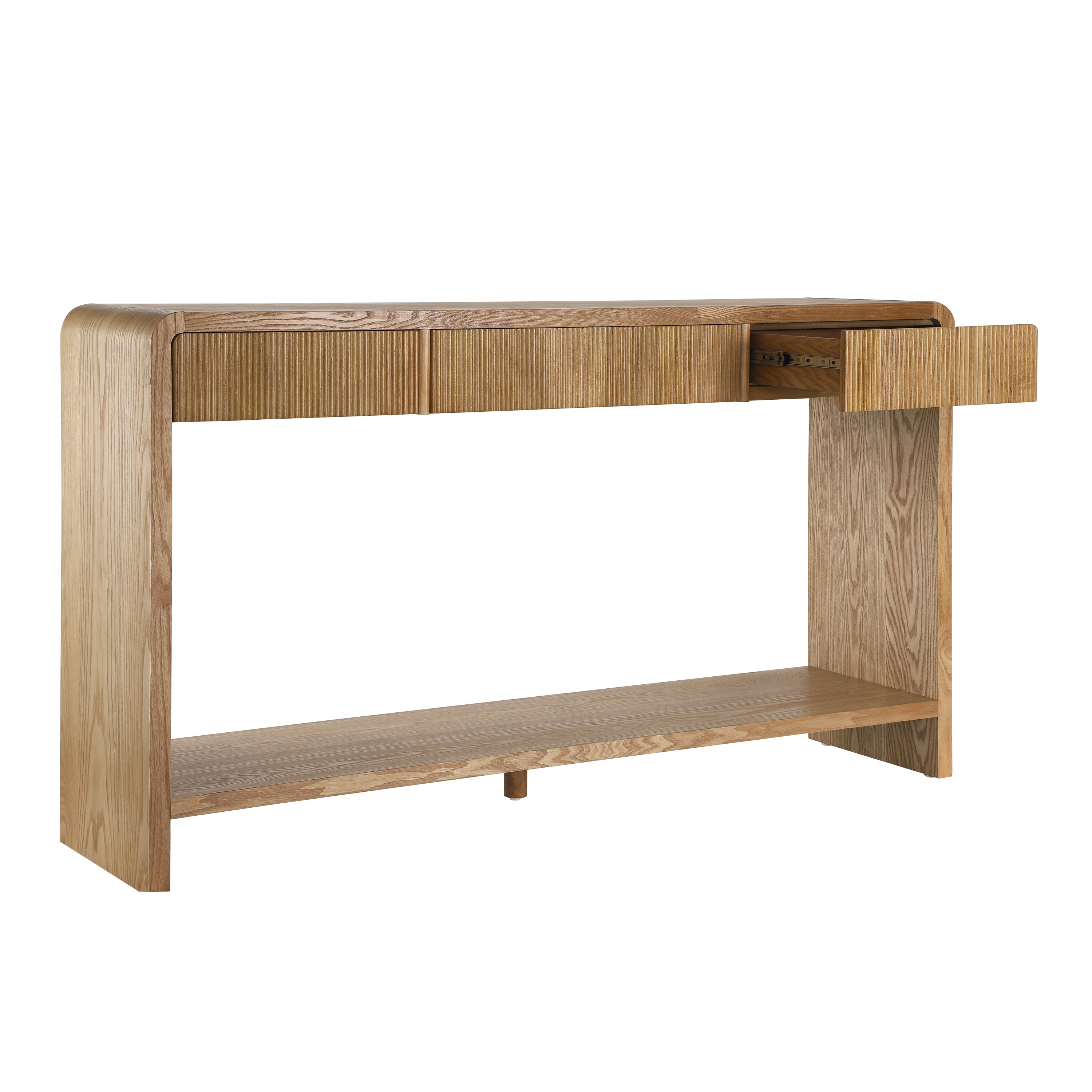 Modern 3-Drawer Console Table with Vertical Slats