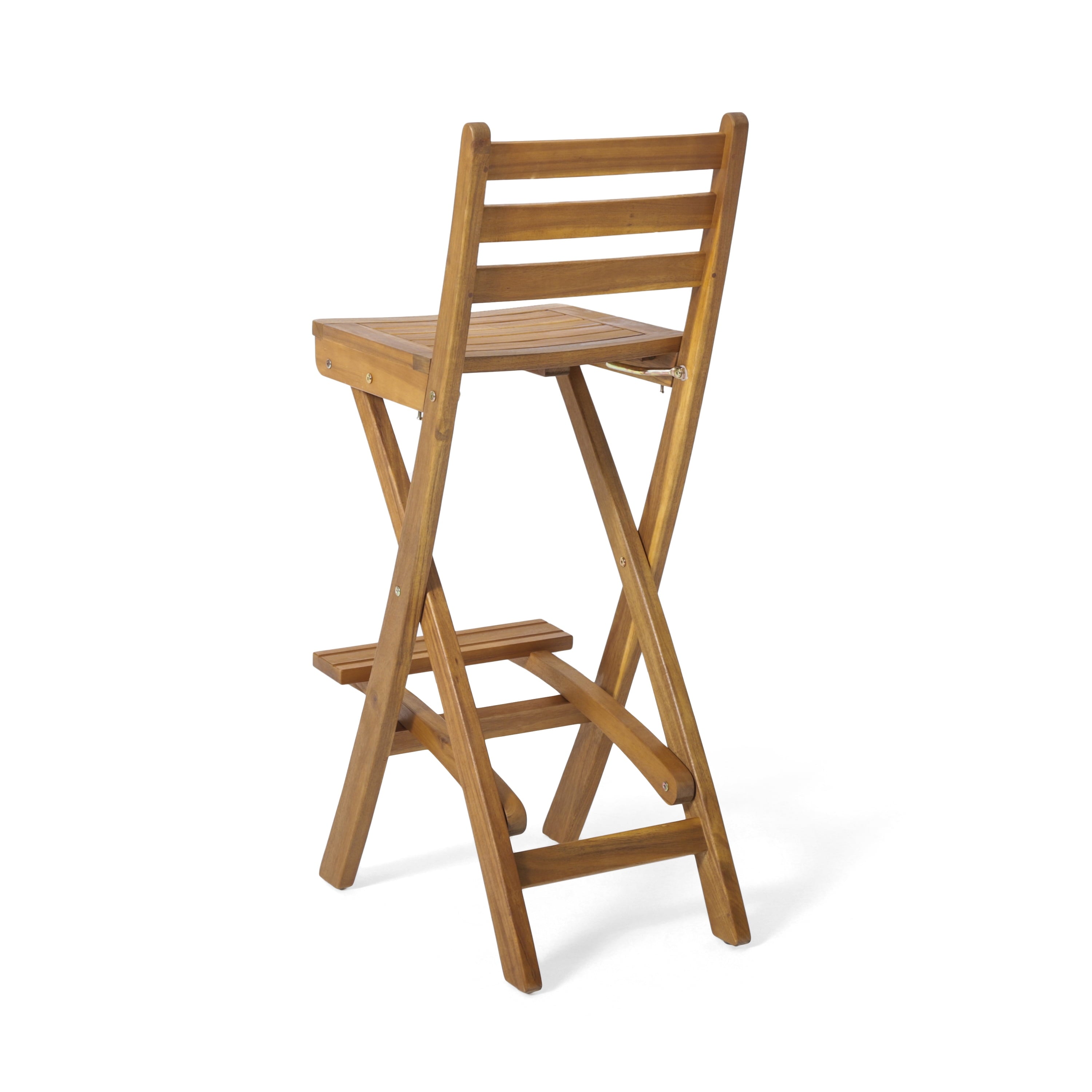 Outdoor Acacia Wood Folding Patio Barstool, Set of 2