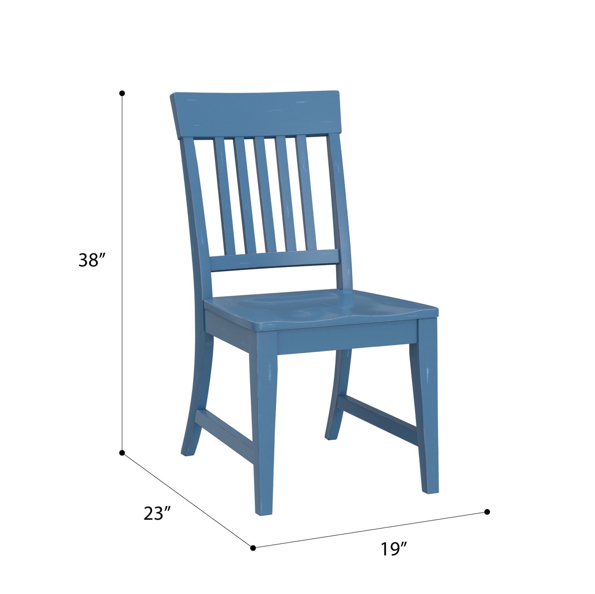 Blue Slat Back Dining Chairs, Set of 2
