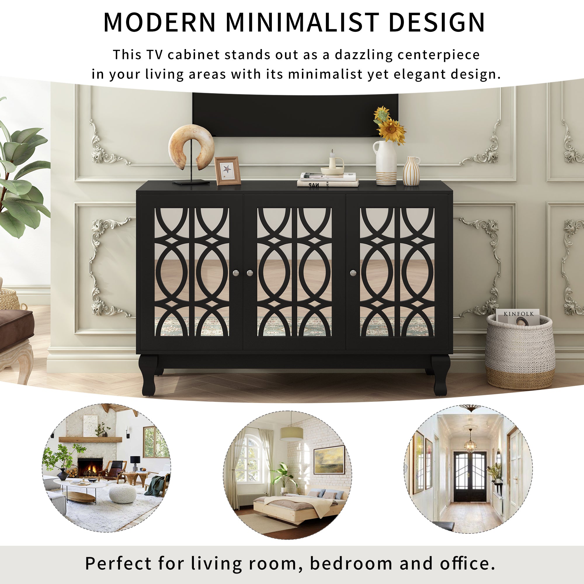 Mirrored Door Entertainment Center
