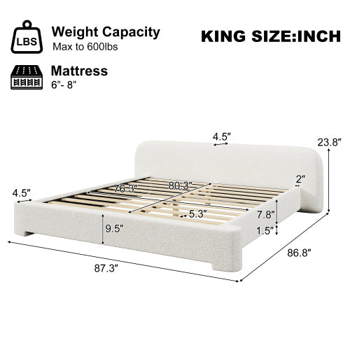 Cozy White Bouce Upholstered Bed