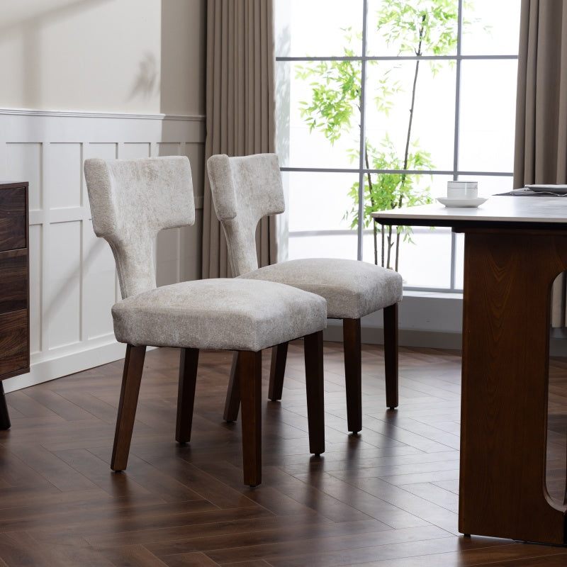 Upholstered T-Back Dining Chairs, Set of 2