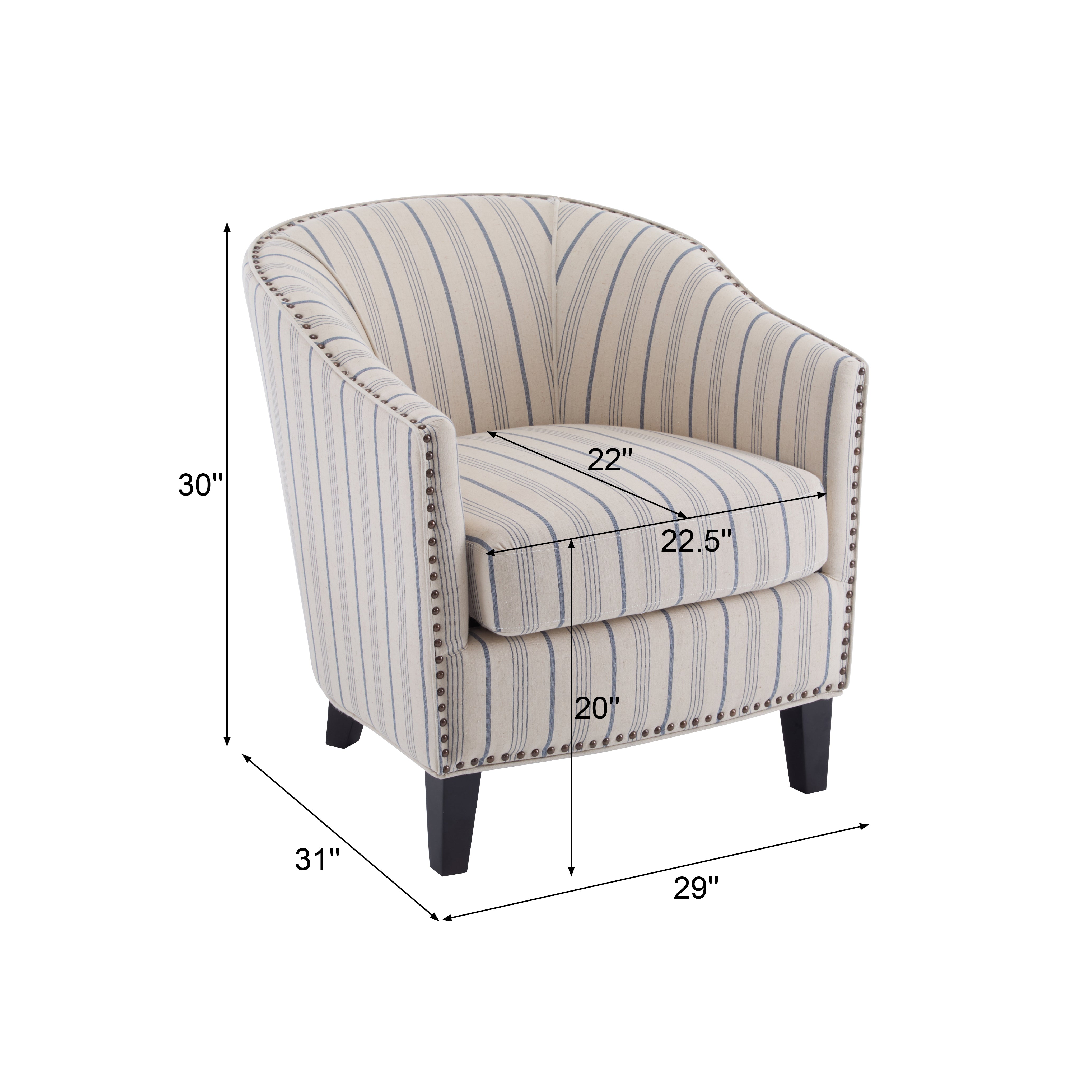 Upholstered Stripe Barrel Chair