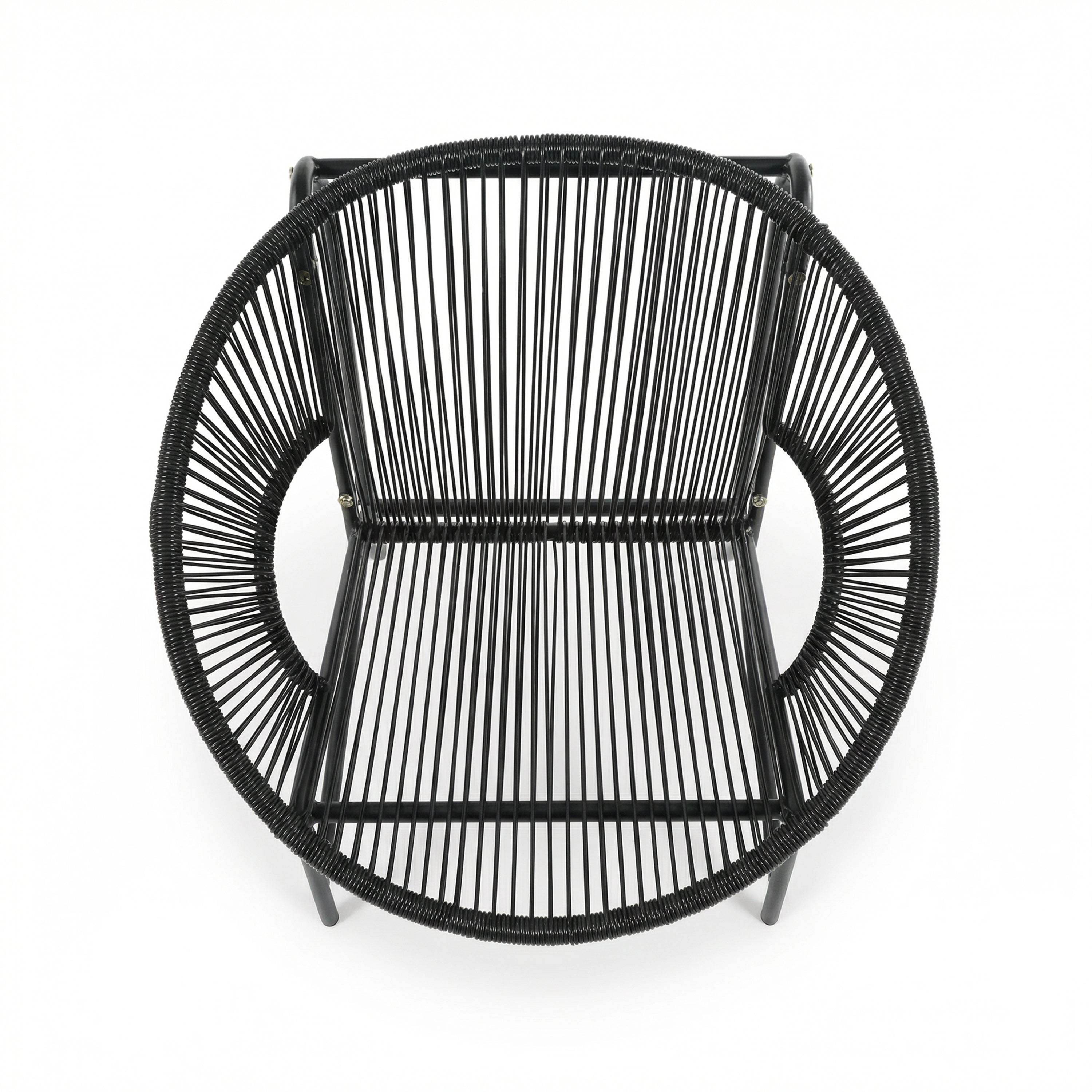 NUSA OUTDOOR PATIO WICKER CHAIR, TEAL PE RATTAN & IRON FRAME, SET OF 2