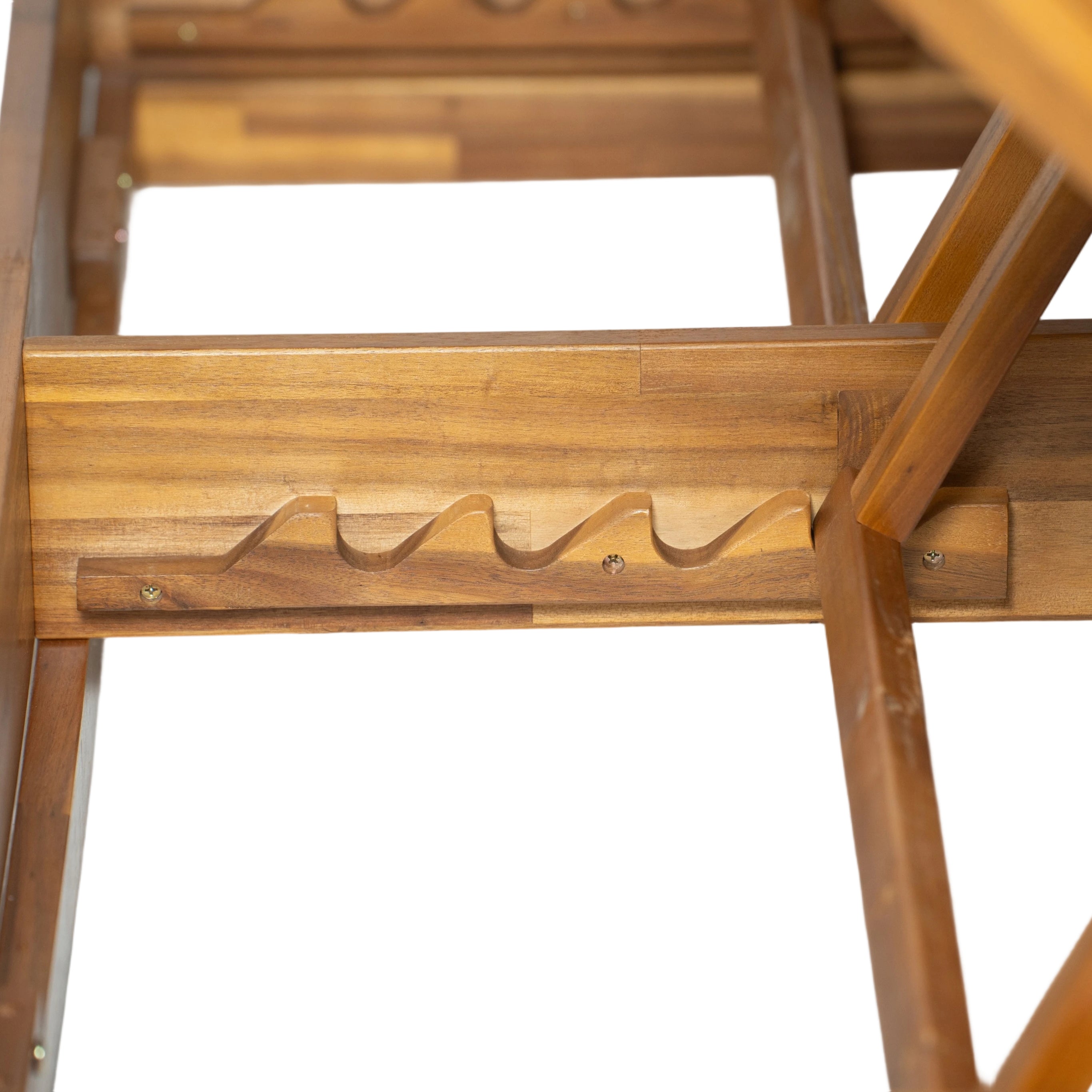 Adjustable Acacia Wood Low-Profile Double Sunlounge with Cushion