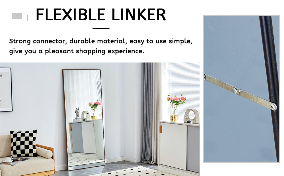 71" Mirror with Metal Stand and Solid Wood Frame