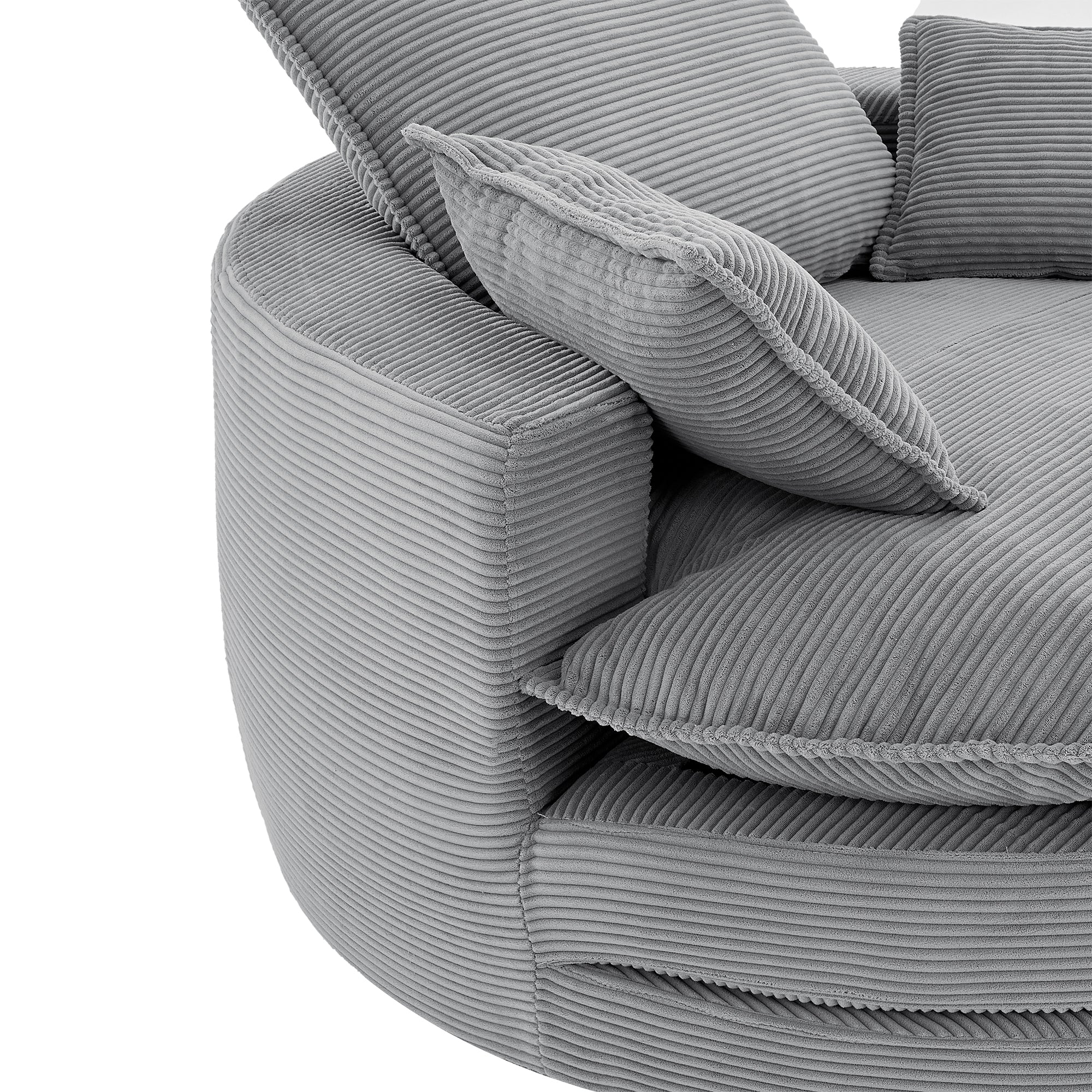 Corduroy 360° Swivel Accent Barrel Chair with 3 Removable Pillows