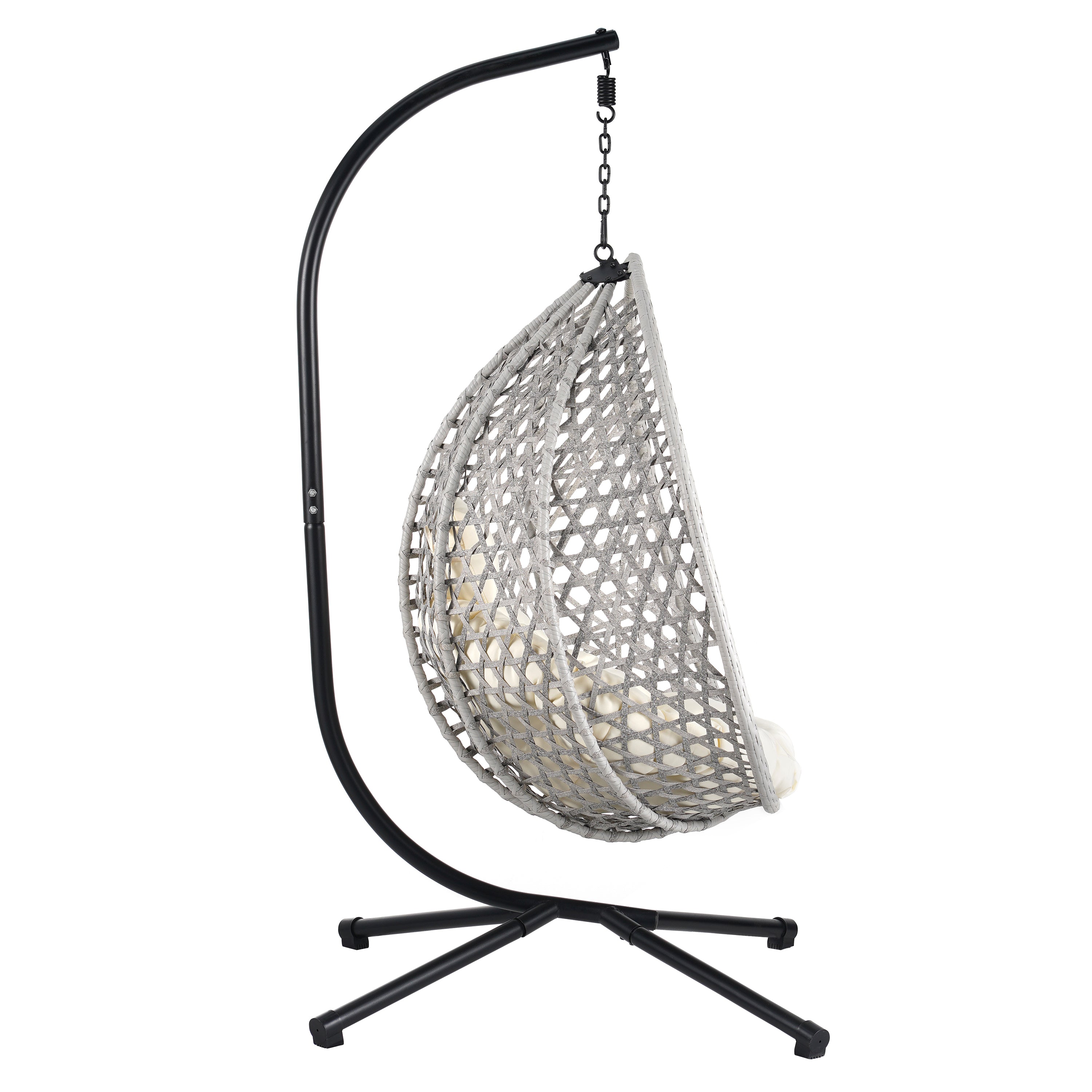 Hanging Swinging Egg Chair with Rattan Weaving, Base Included