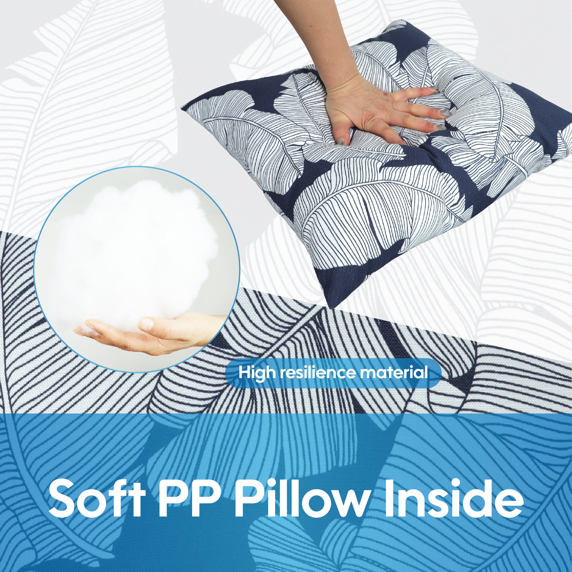 Navy & White Palm Outdoor Square Pillows, Set of 2