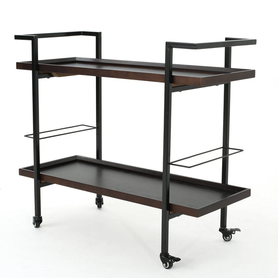 Bar Cart with Shelving and Lockable Rolling Wheels - Bar Cart