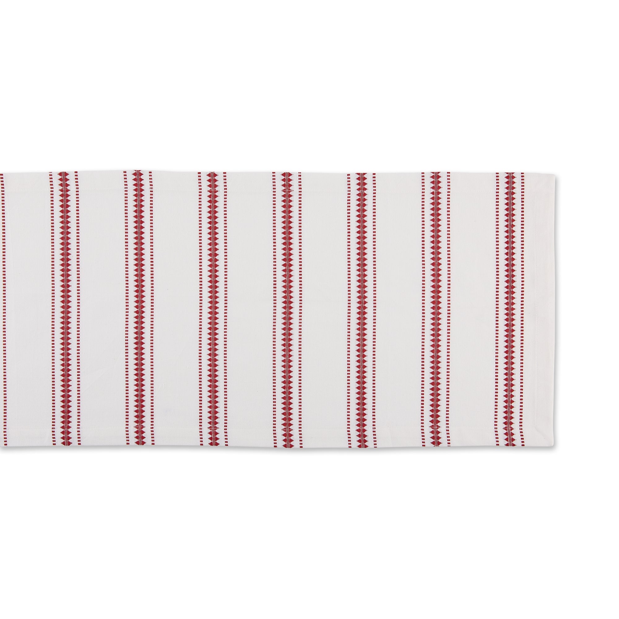 Barn Red Zig Dobby Stripe Table Runner 14X108 - Table Runners