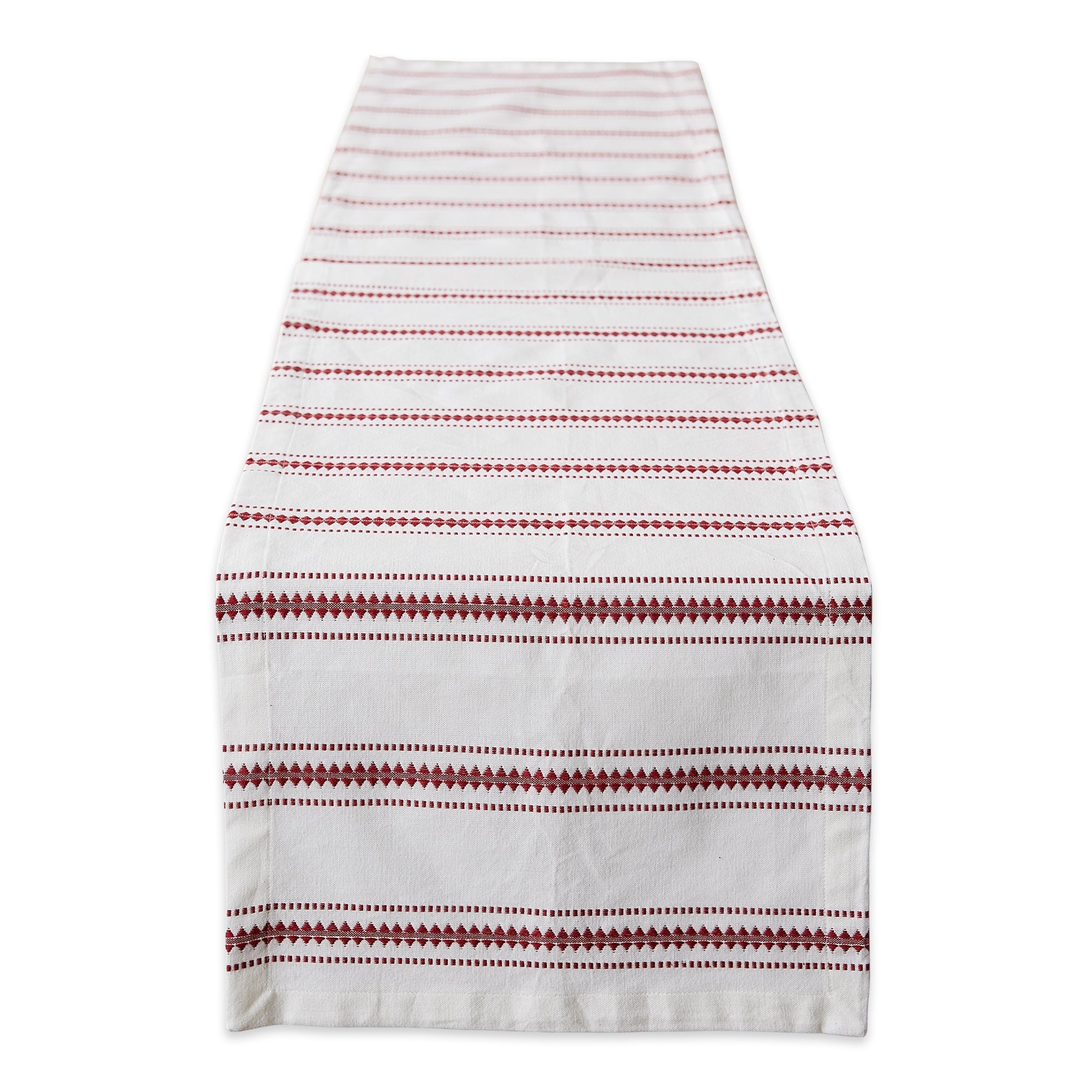 Barn Red Zig Dobby Stripe Table Runner 14X72 - Table Runners