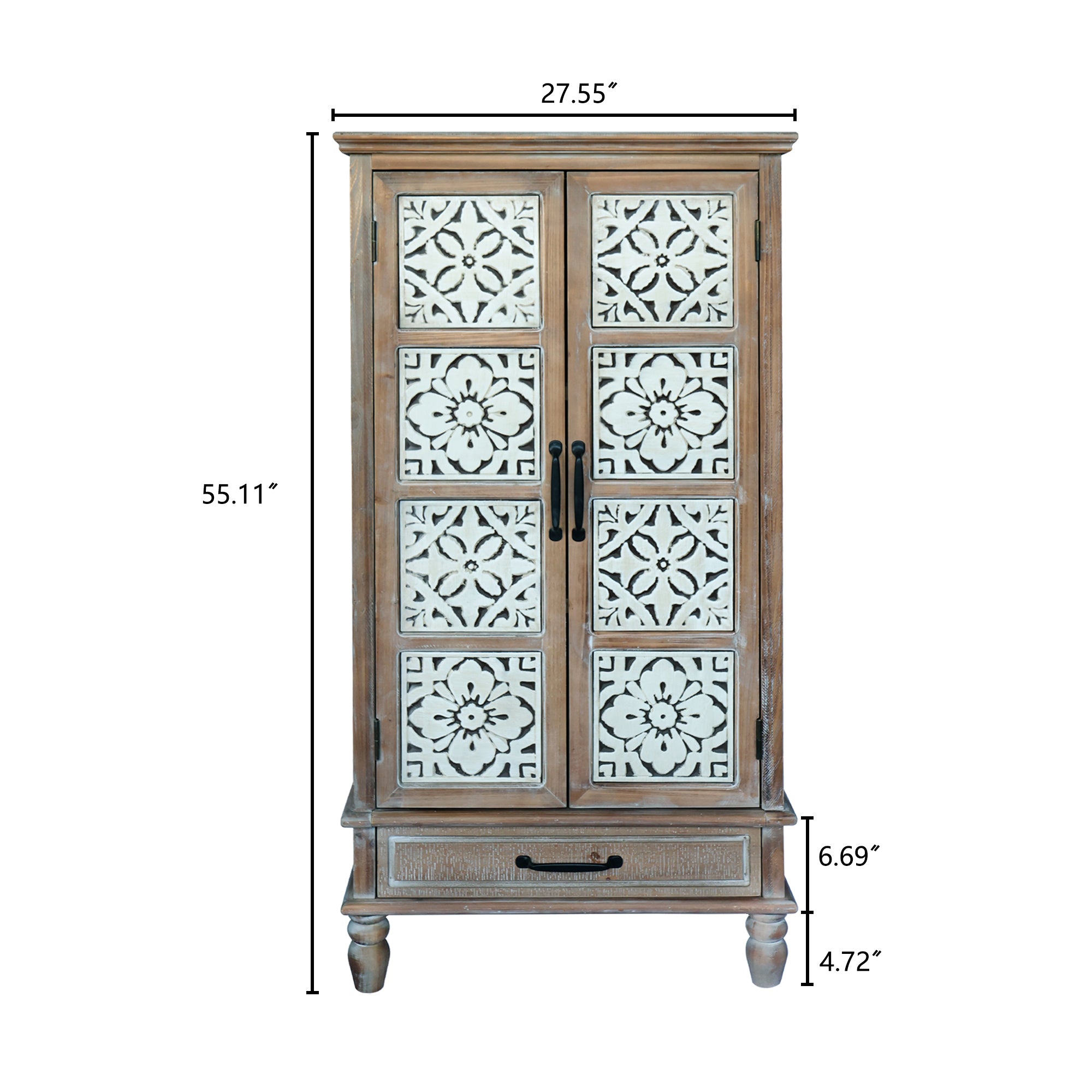 Tall Tower Storage Cabinet with 2 Doors and Drawer
