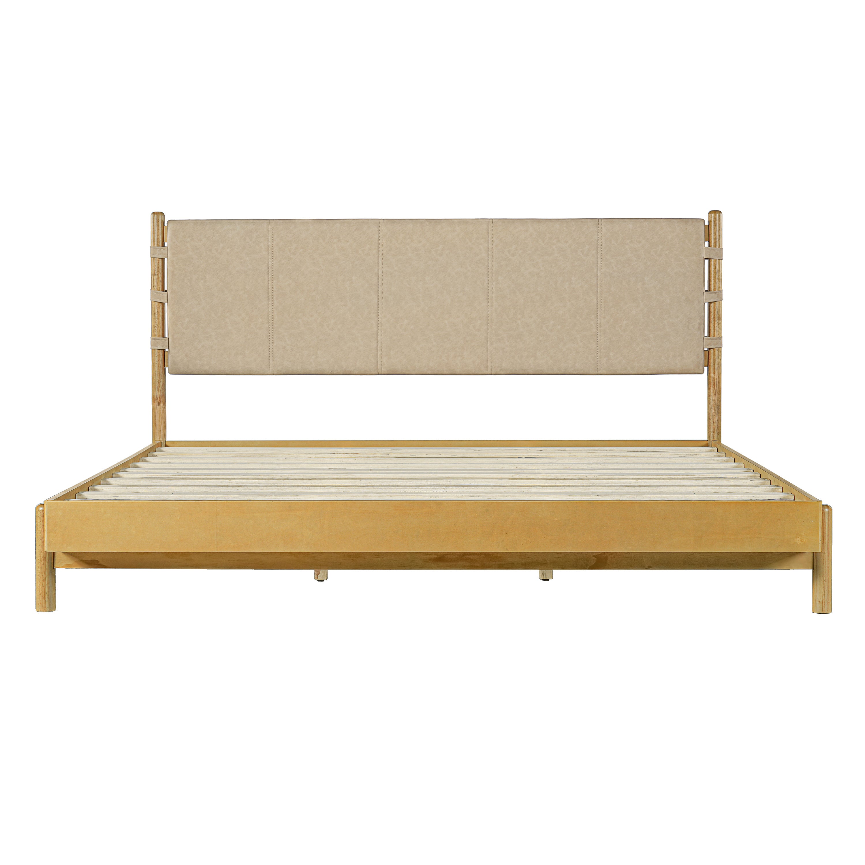 Premium Rubber Wood Platform Bed Frame with Headboard
