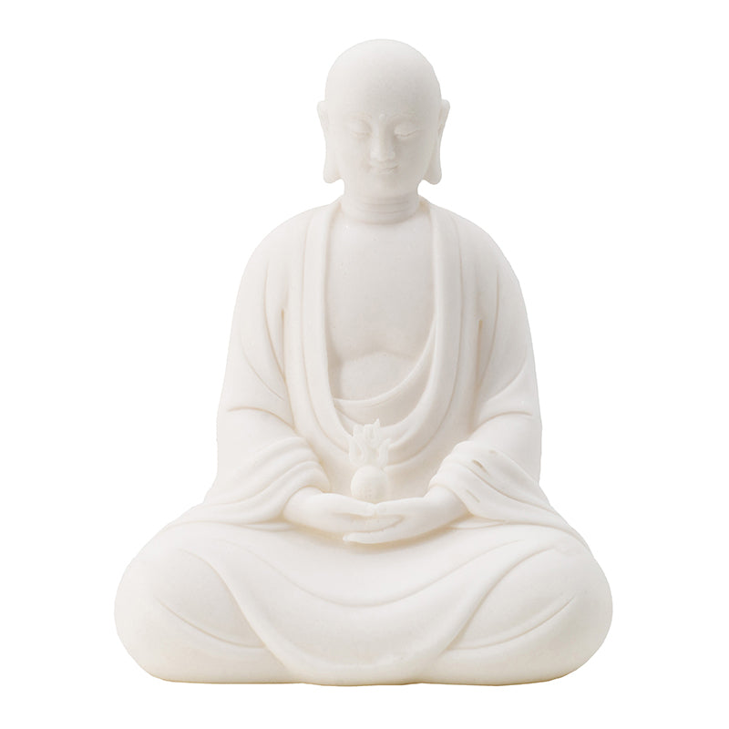 White Resin Sitting Buddha Figurine