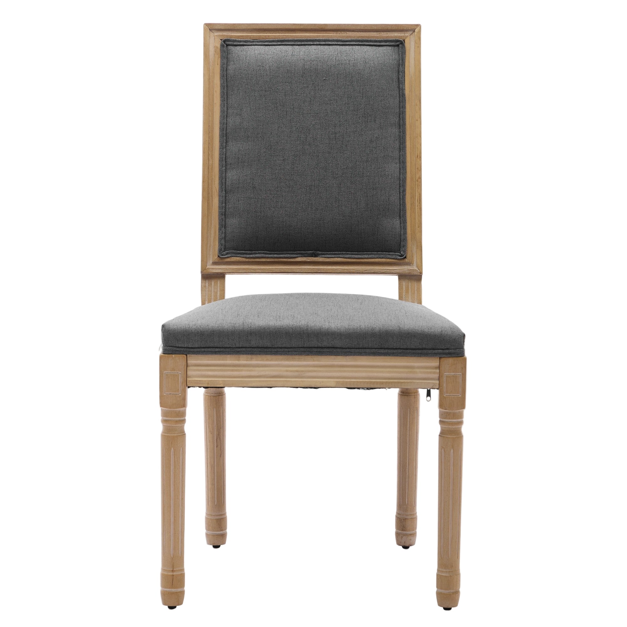 Louis French Country Dining Chairs with Square Upholstered Backrest, Set of 2