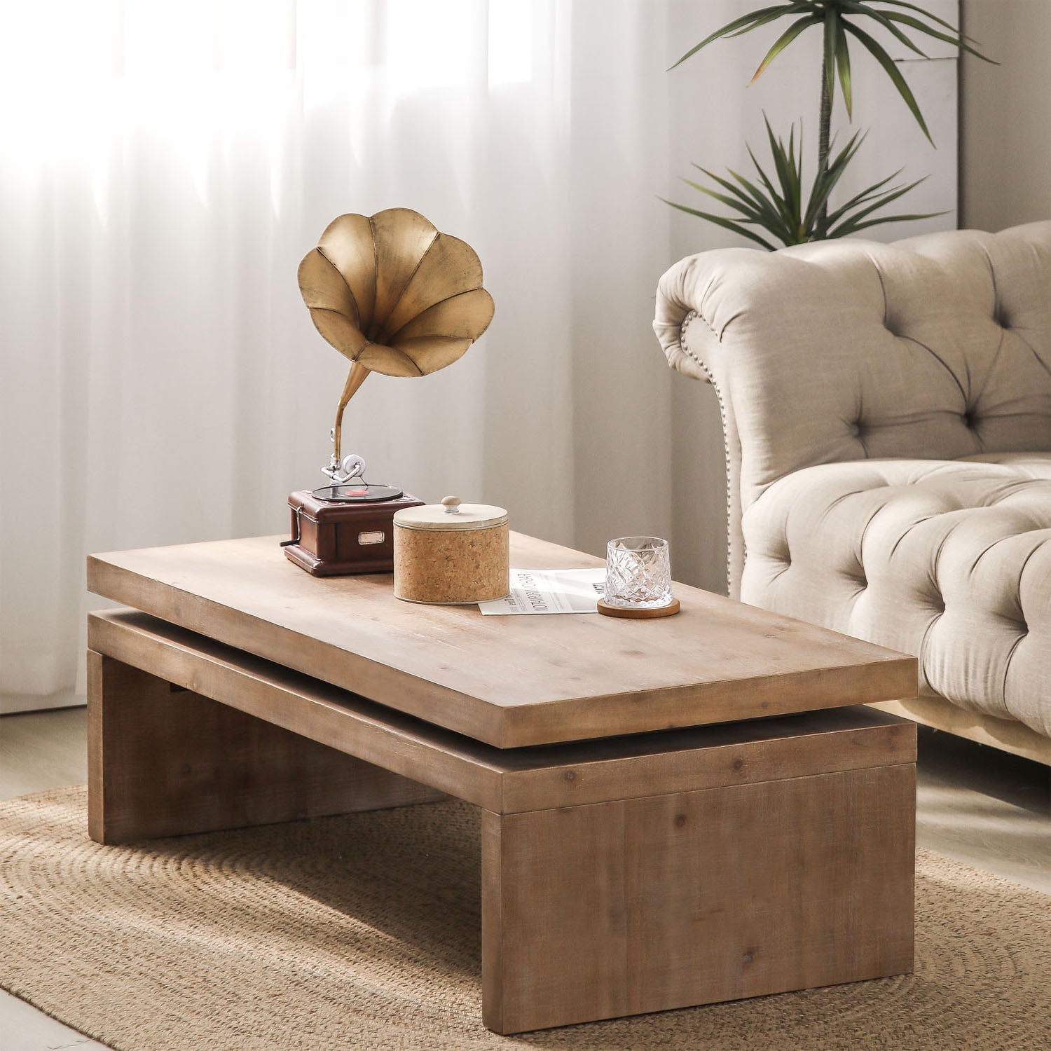 Modern Black Wood Coffee Table