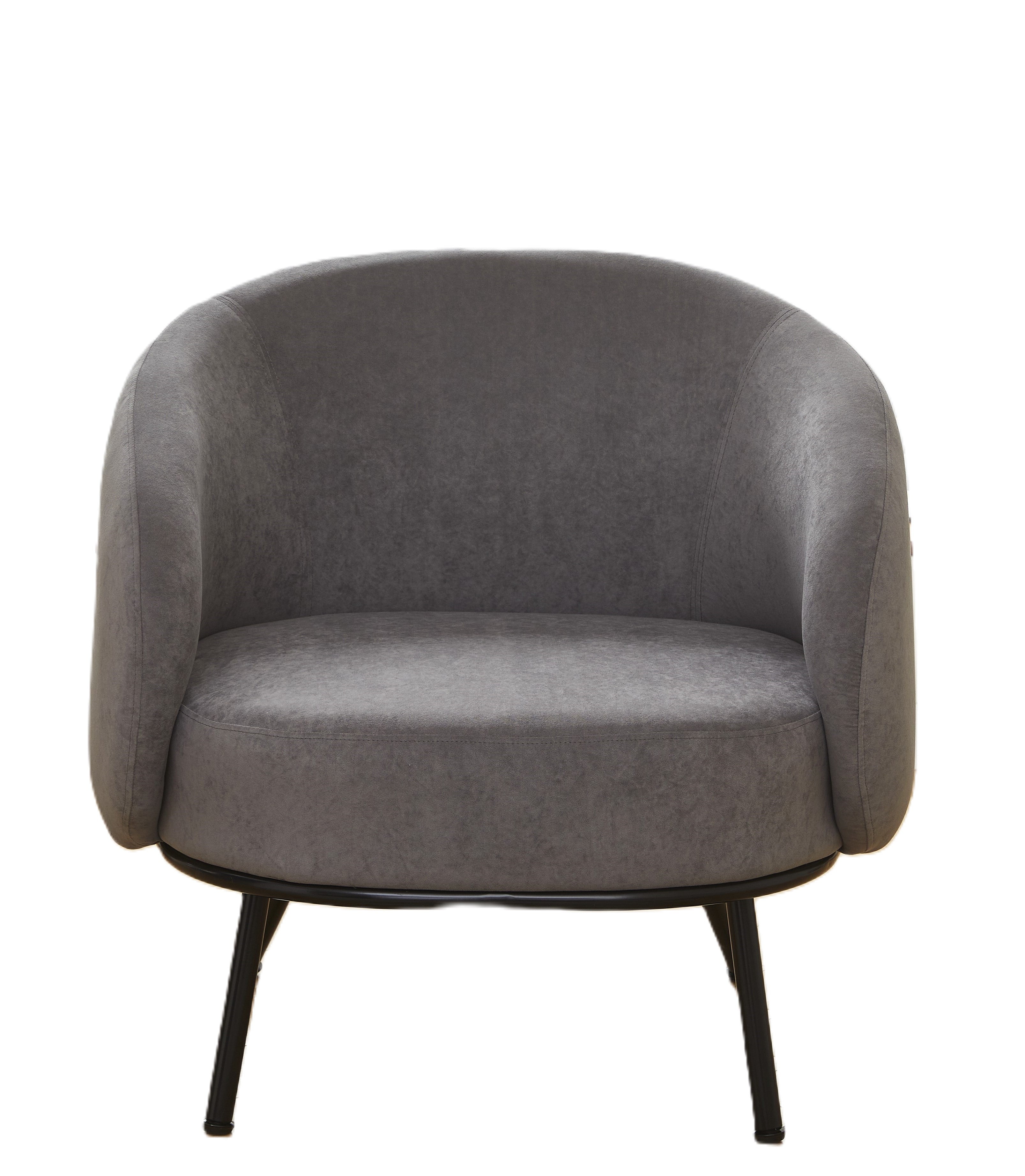 Mid-Century Modern Velvet Accent Chair, Upholstered Barrel Armchair with Metal Legs, Comfy Single Sofa Chair for Living Room Bedroom