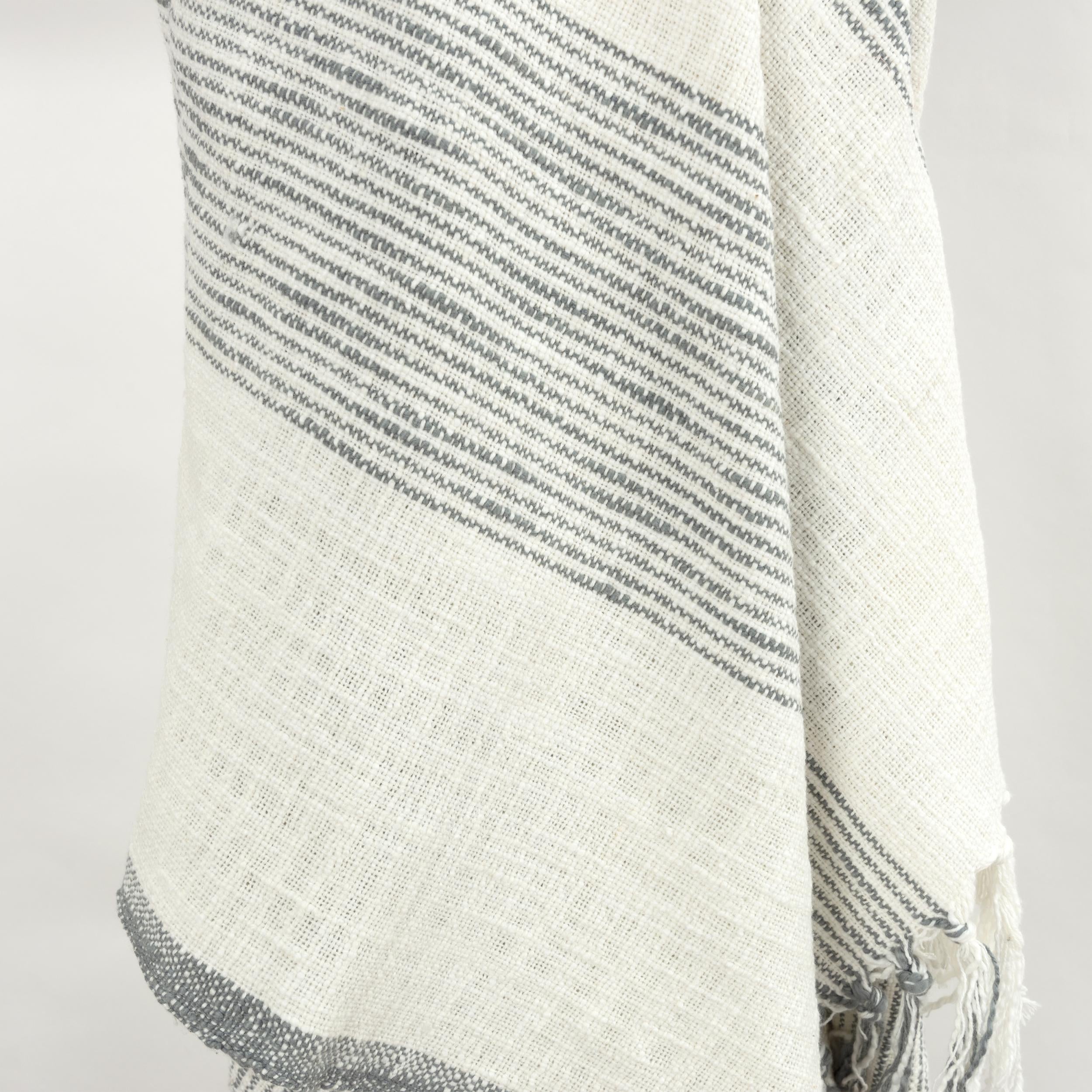 Stripe 100% Woven Textured Cotton Throw