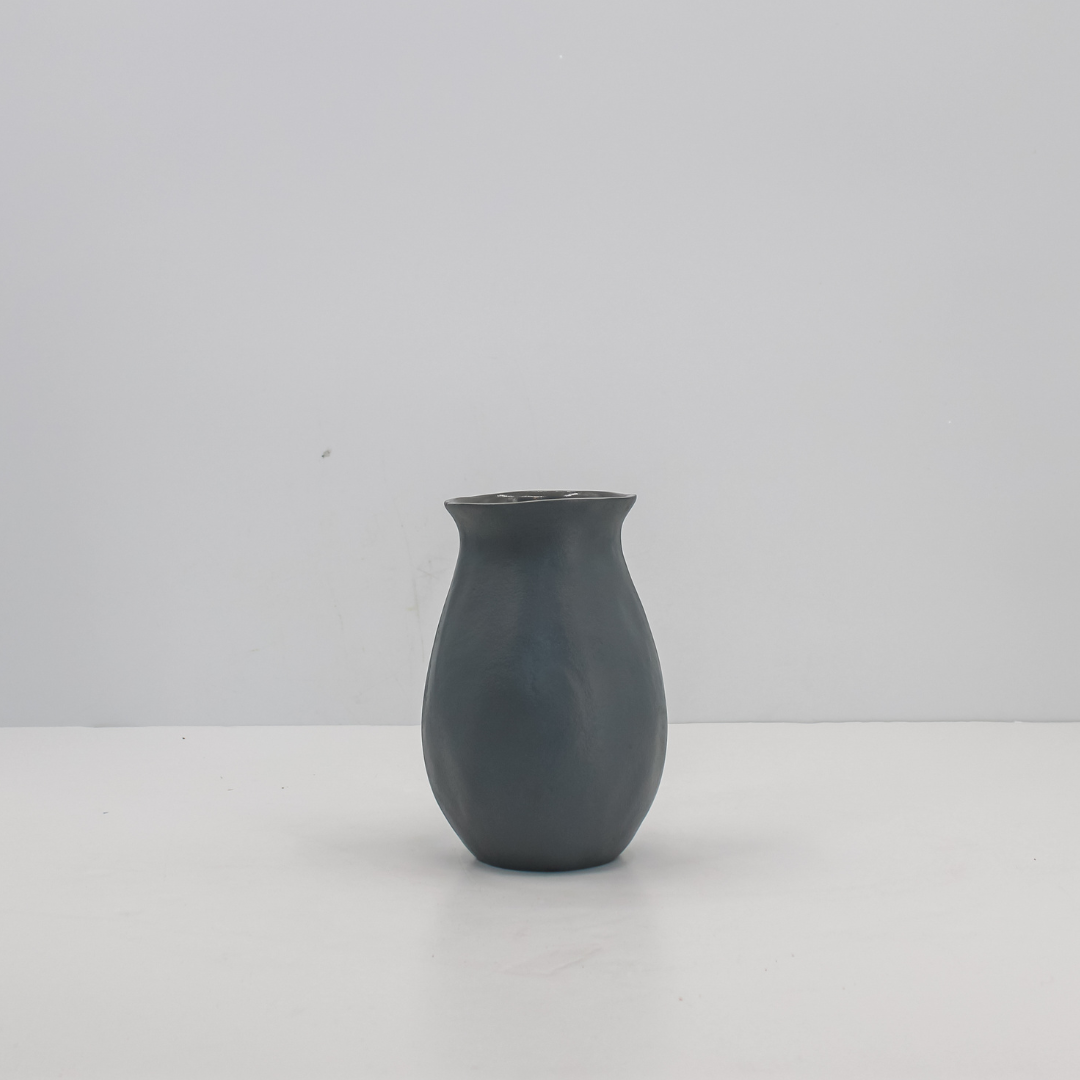 Aluminum Vase in Grey, 10.5 in