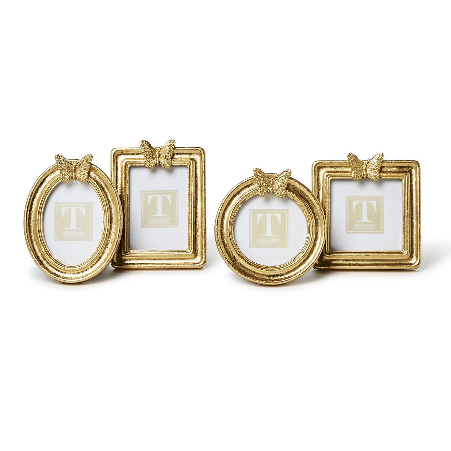 Golden Butterfly Gold Leaf Finish Photo Frames, Set of 4