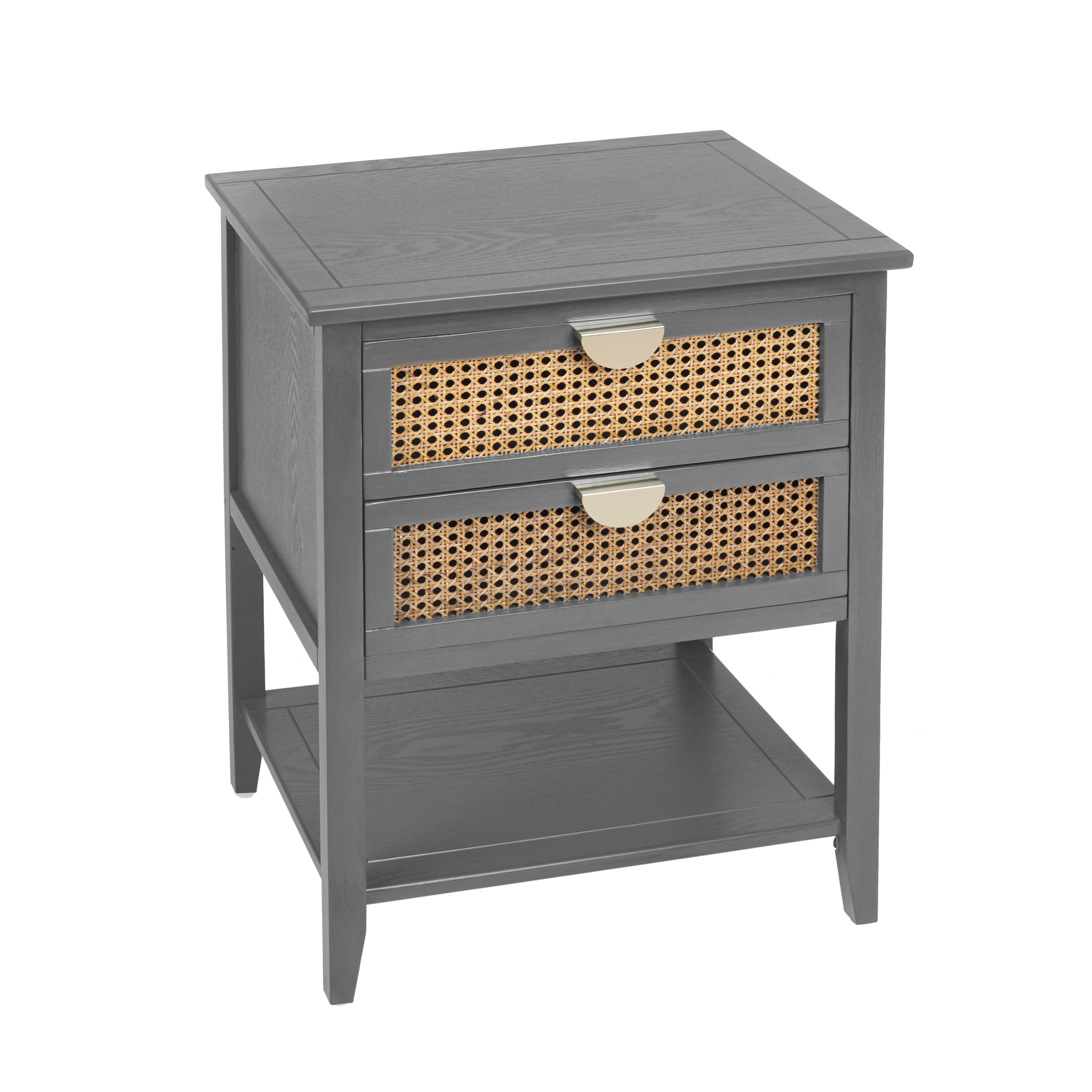 2-Drawer Side Table with Natural Rattan Drawers