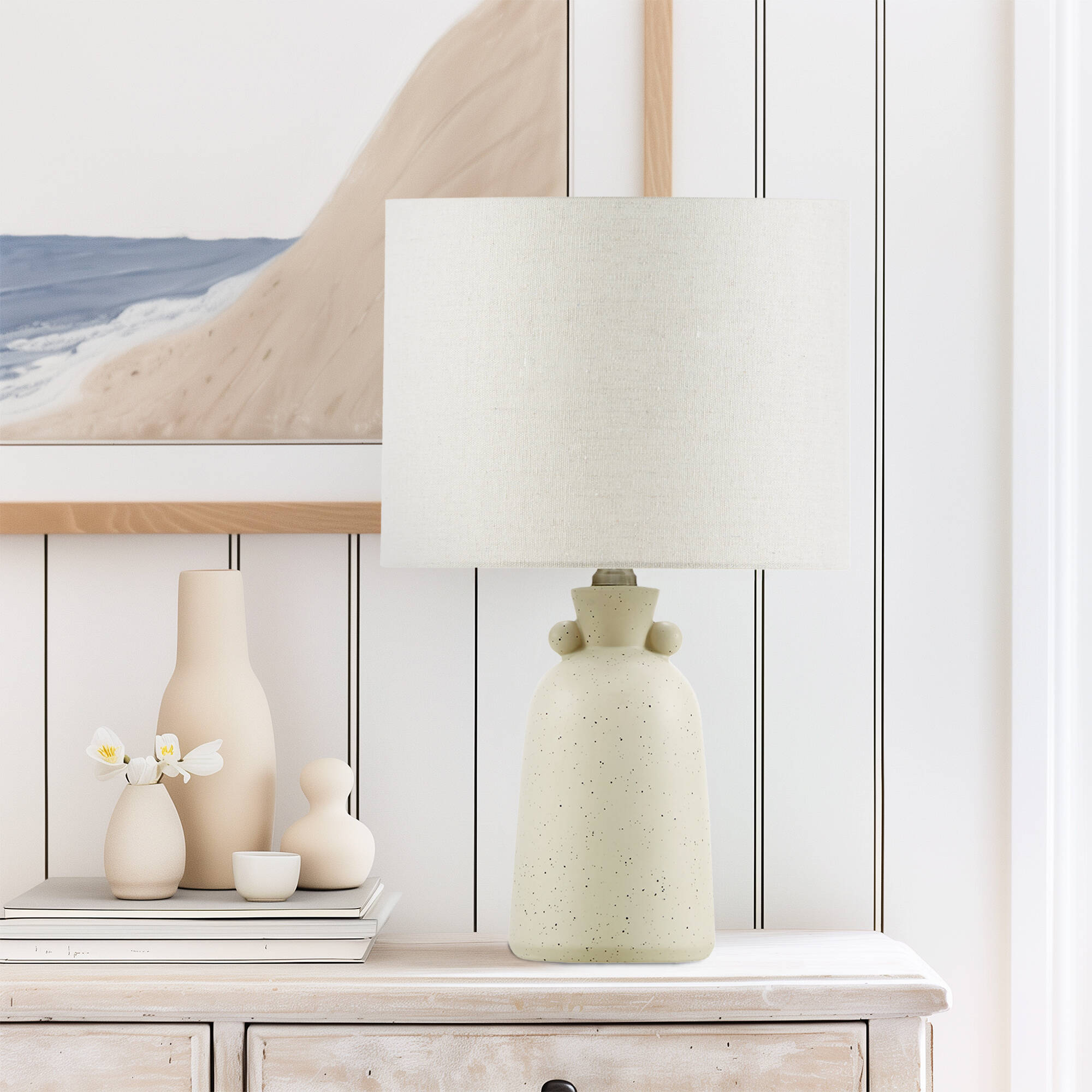 16" Ceramic Table Lamp with Drum Shade