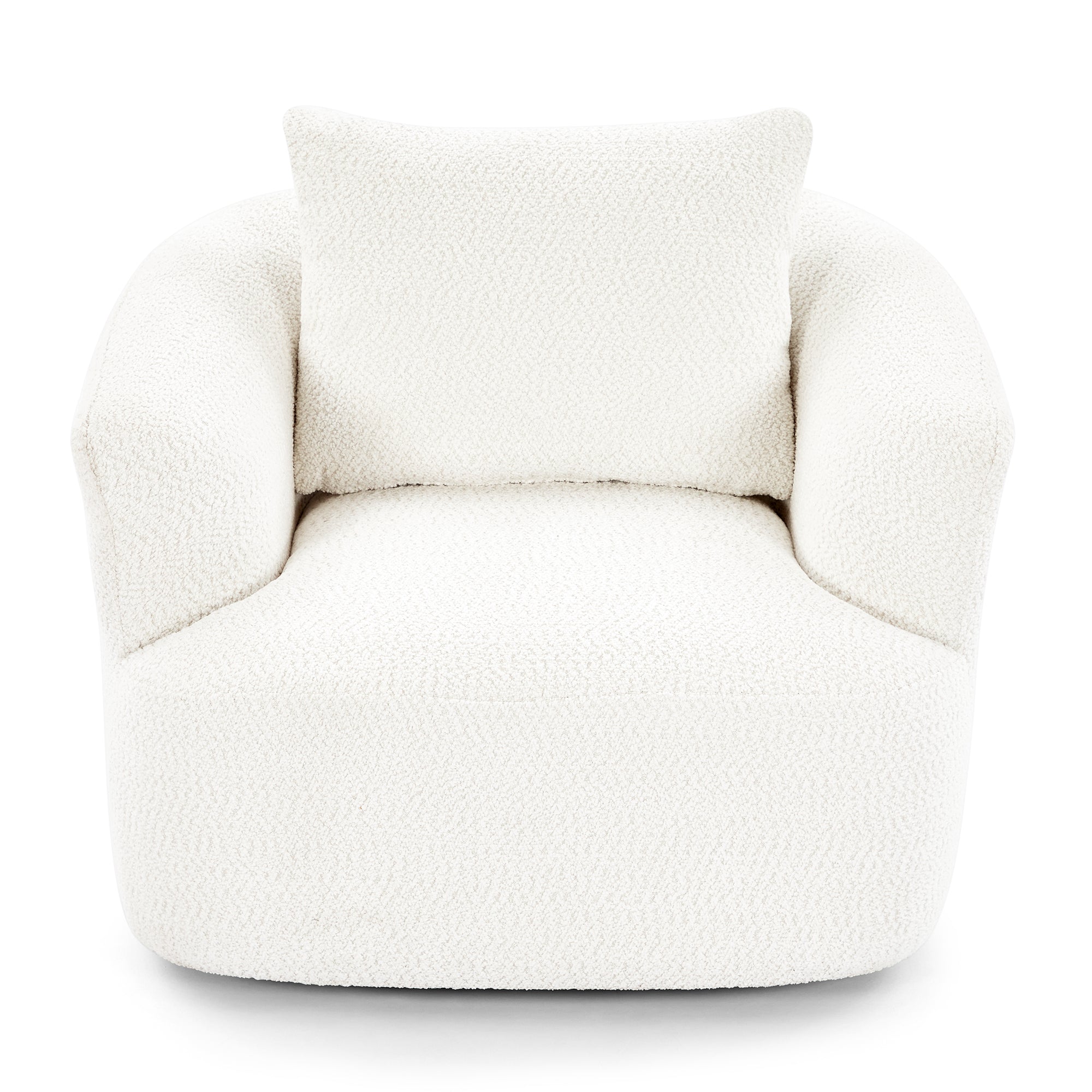 360° Swivel Barrel Chenille Upholstered Accent Chair with Throw Pillow