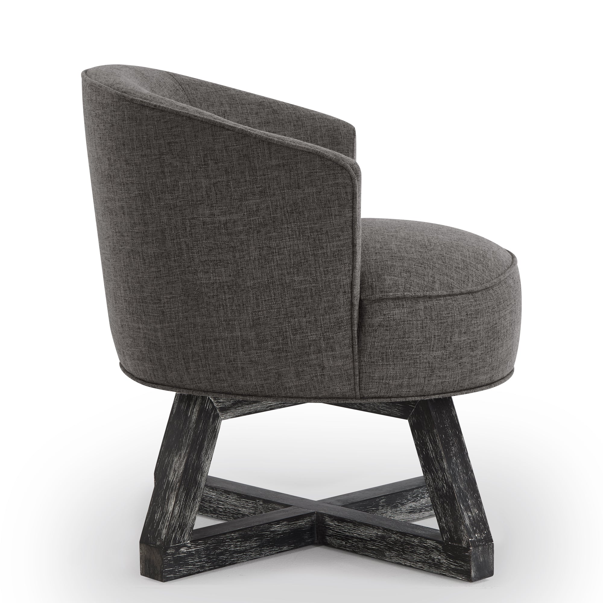 Linen 360° Swivel Chair with Cross-Shaped Wooden Base