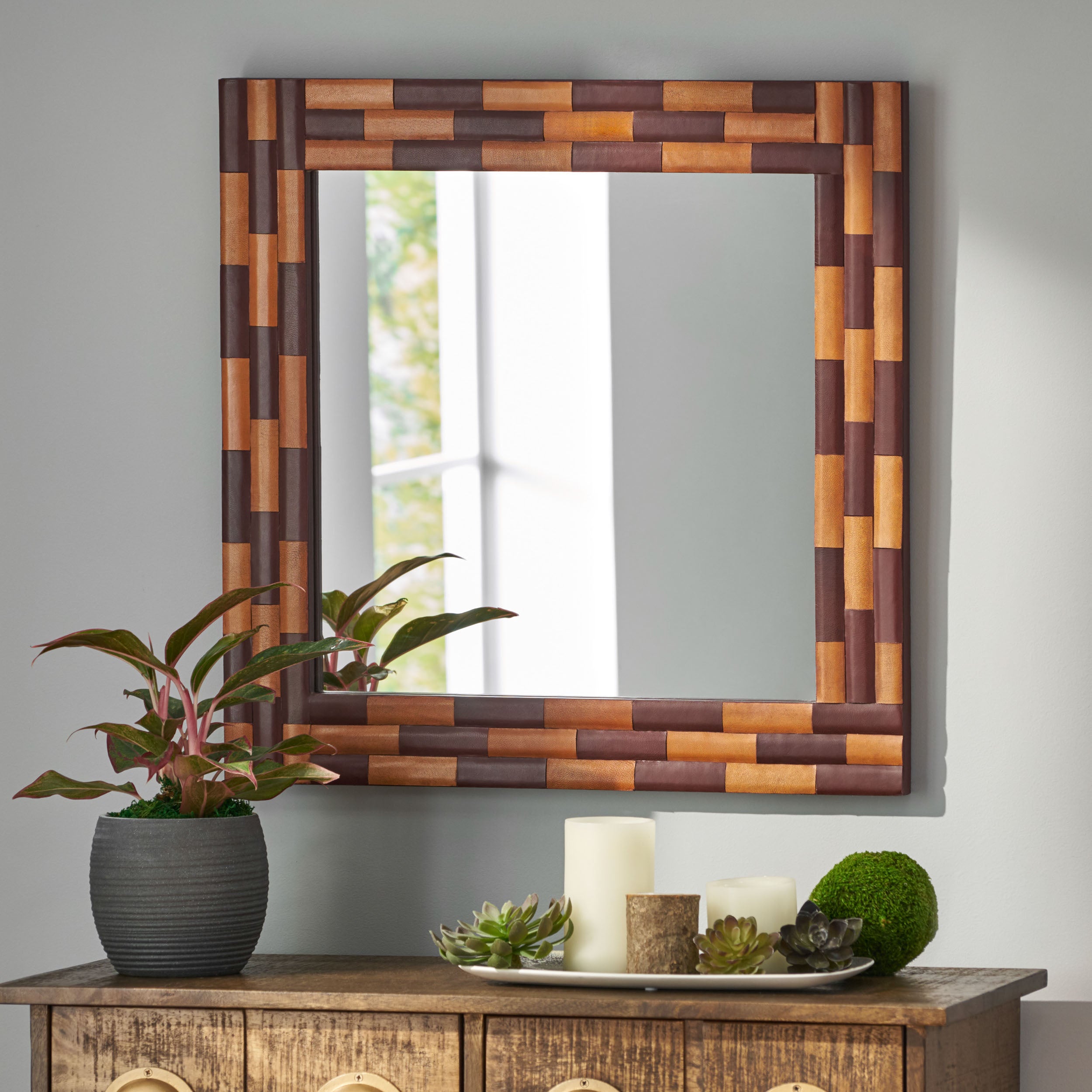 Leather Frame Wall Mirror