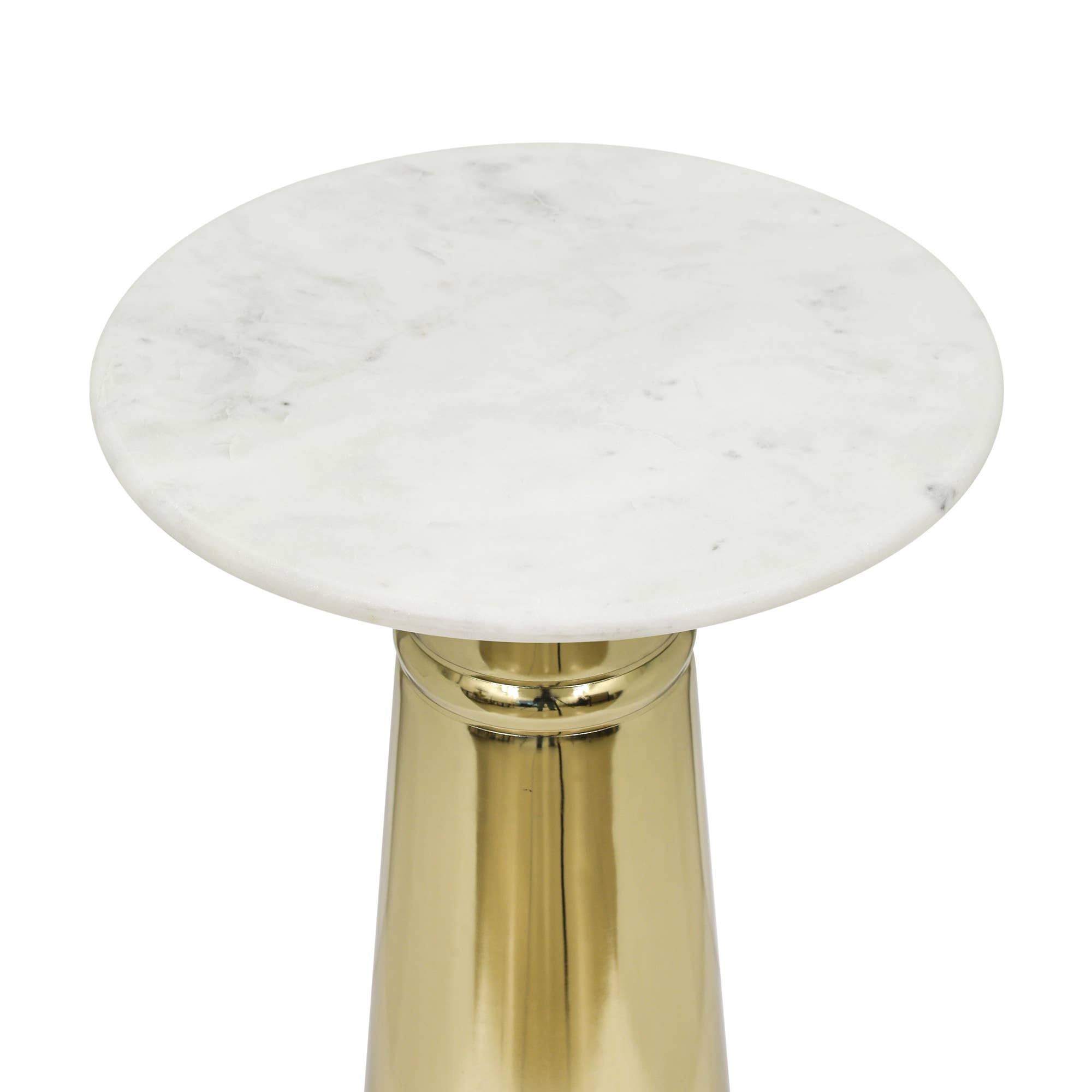White Marble Top Side Table with Gold-Finished Metal Base