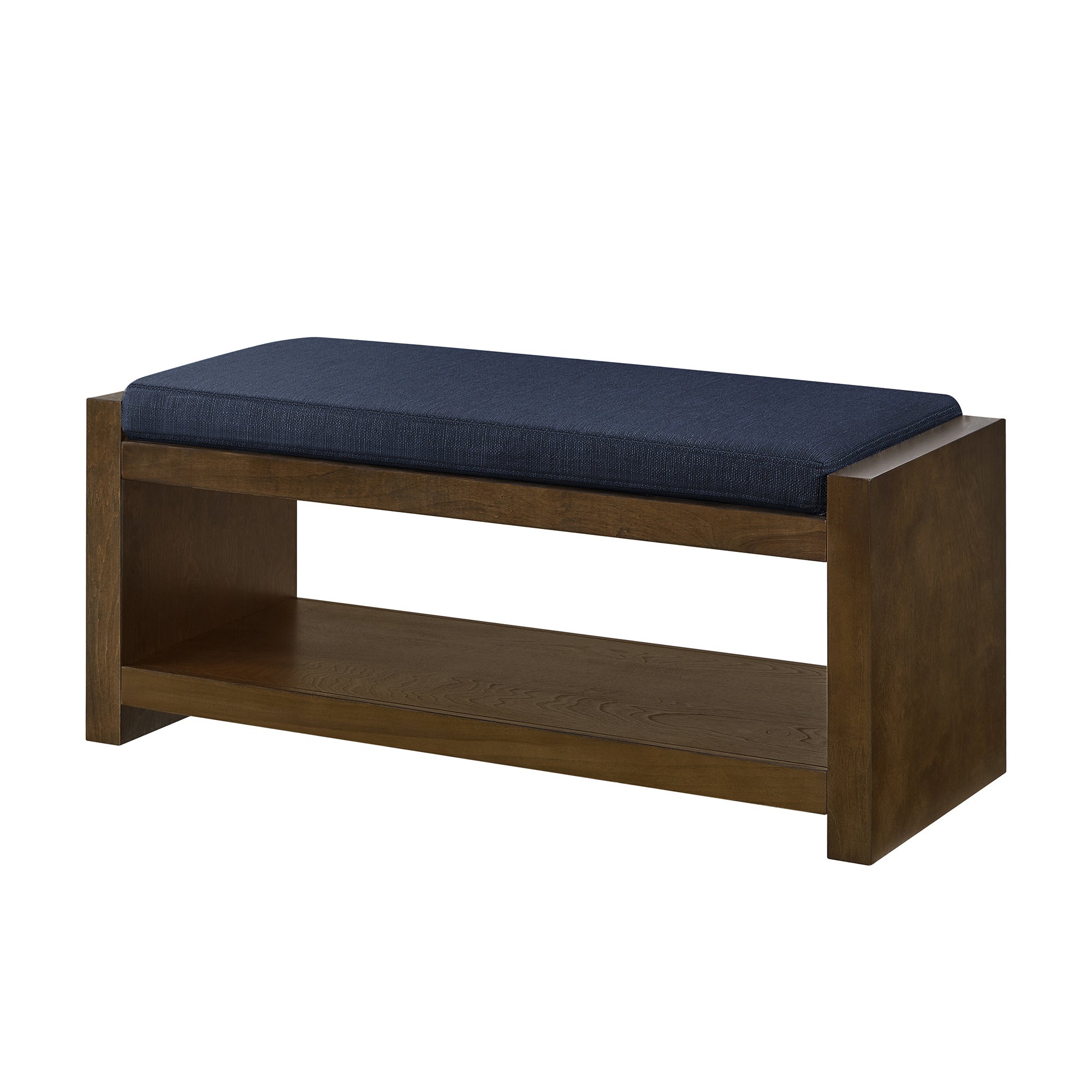 Accent Bench with Lower Shelf Shoe Rack and Padded Seating