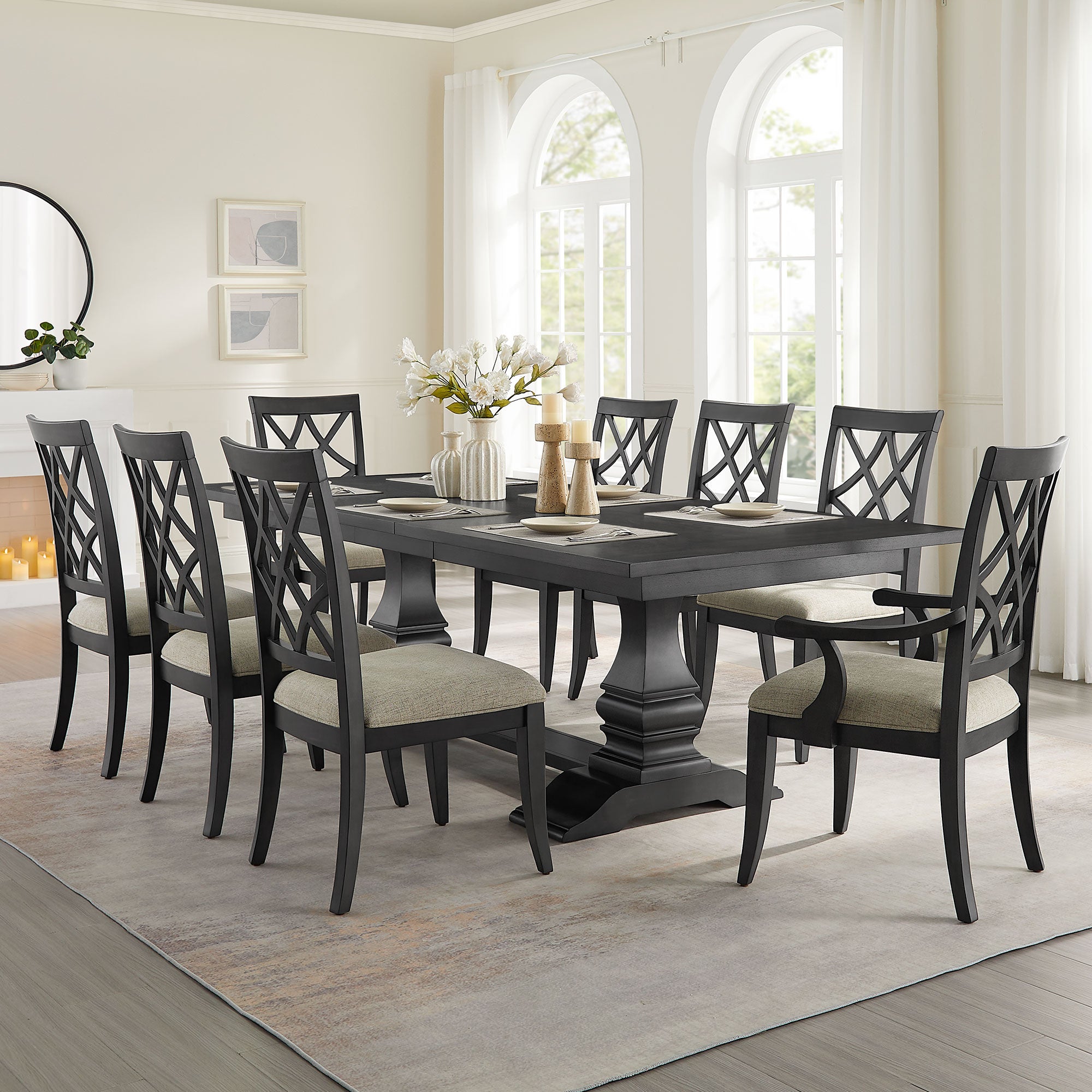7-Piece Mid Century Extendable Wooden Dining Set