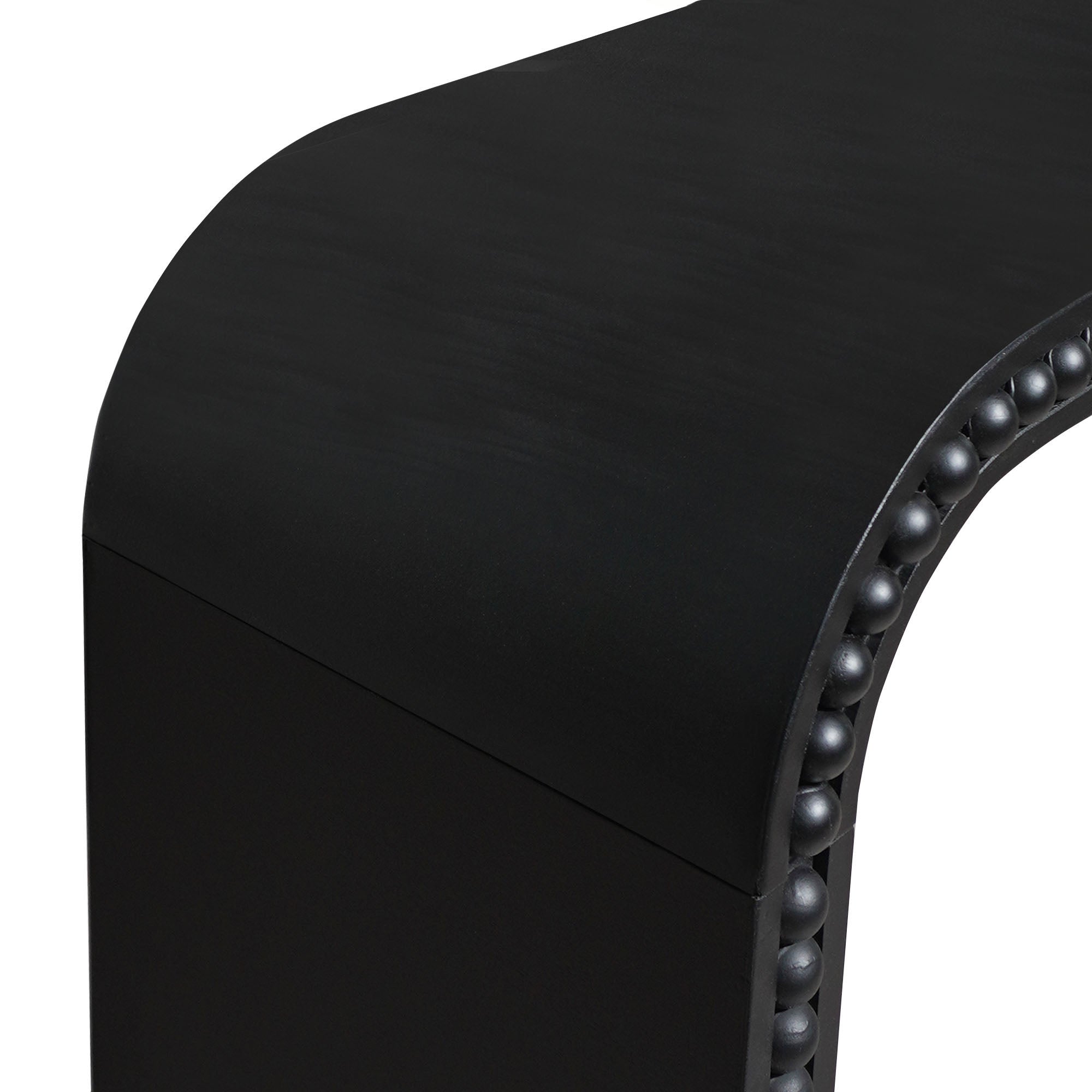 Curved Waterfall-Style Wood Beaded Console Table