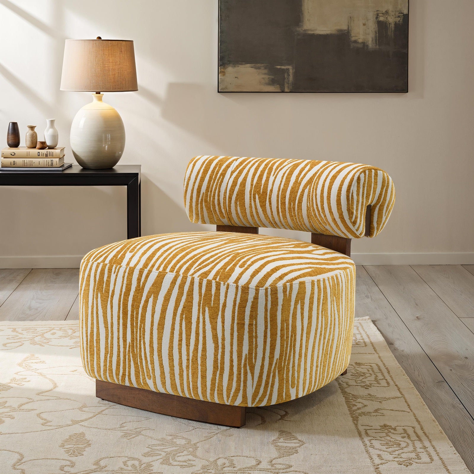 Avril Modern Zebra Stripe Accent Chair