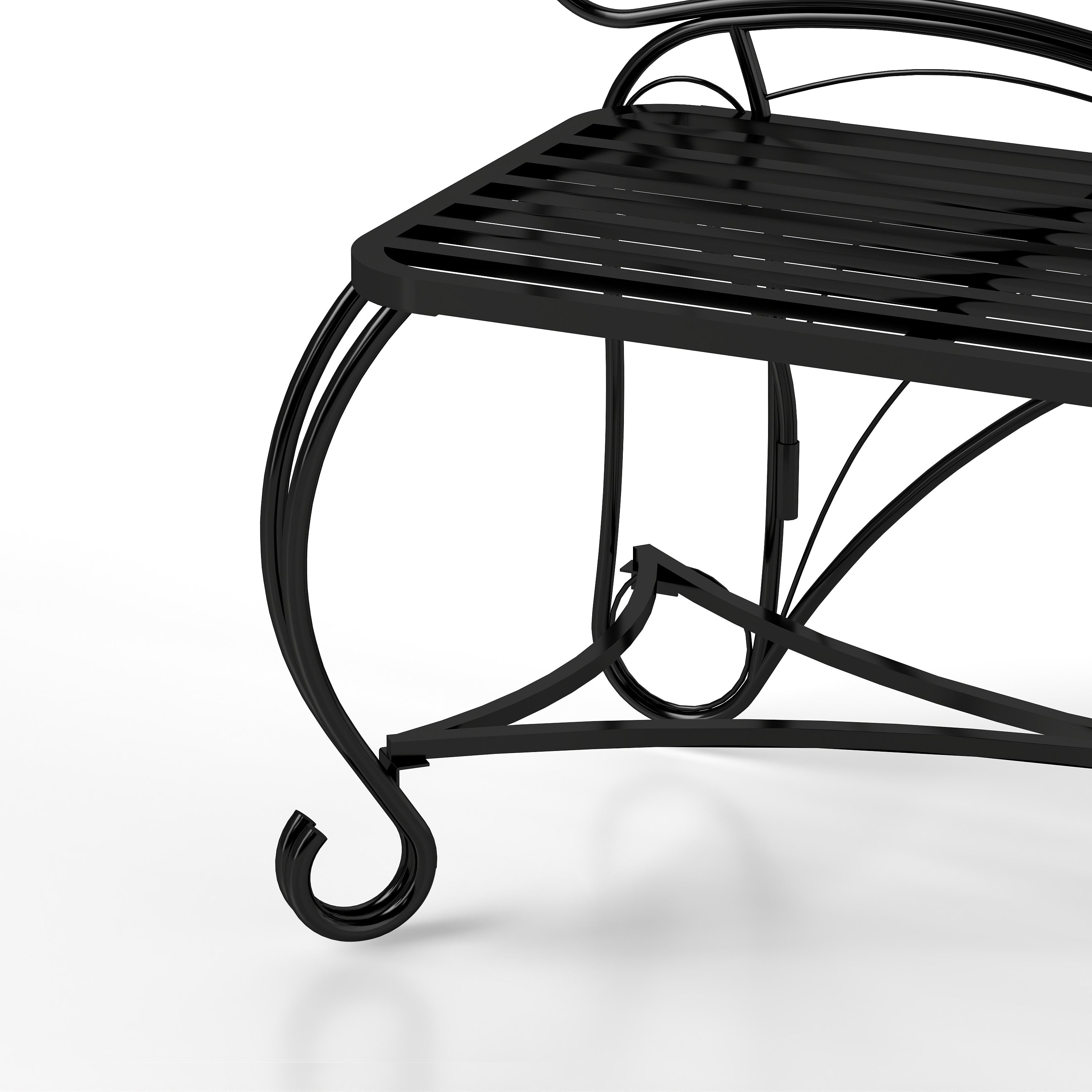 Monazite Outdoor Bench with Butterfly Back Design and Metal Frame
