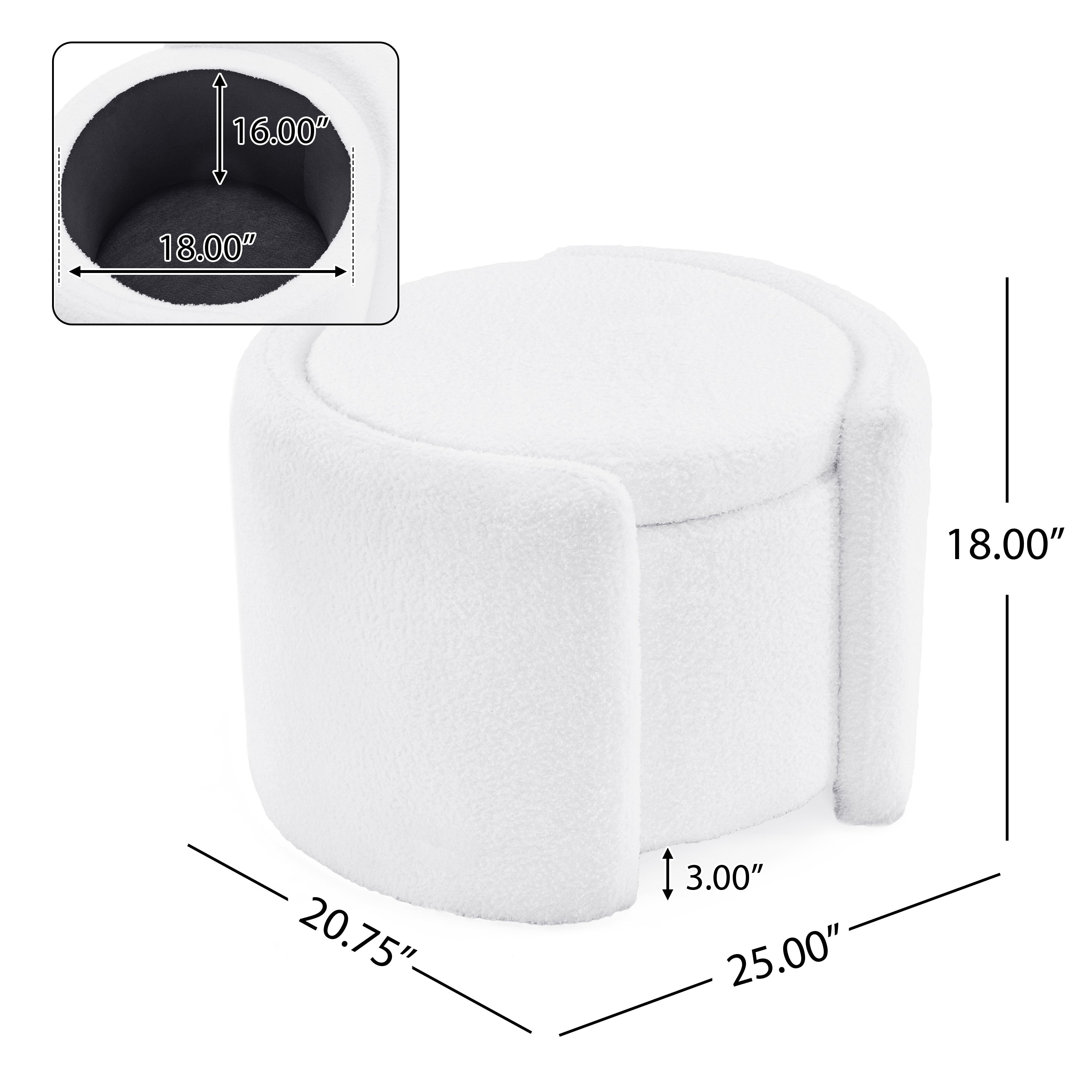 Cozy Boucle Storage Ottoman