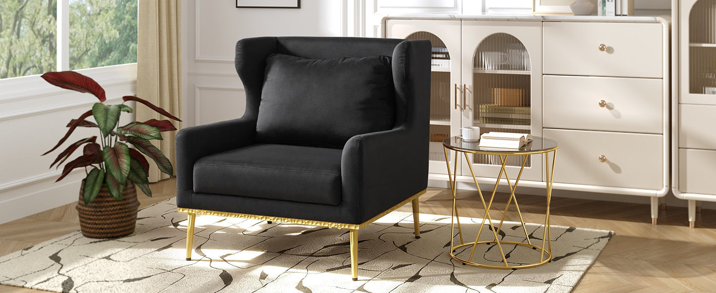 Modern Armchair Velvet Accent Chair Reading Chair Single Sofa Chair for Living Room, Bedroom, or Reading Corner, Beige
