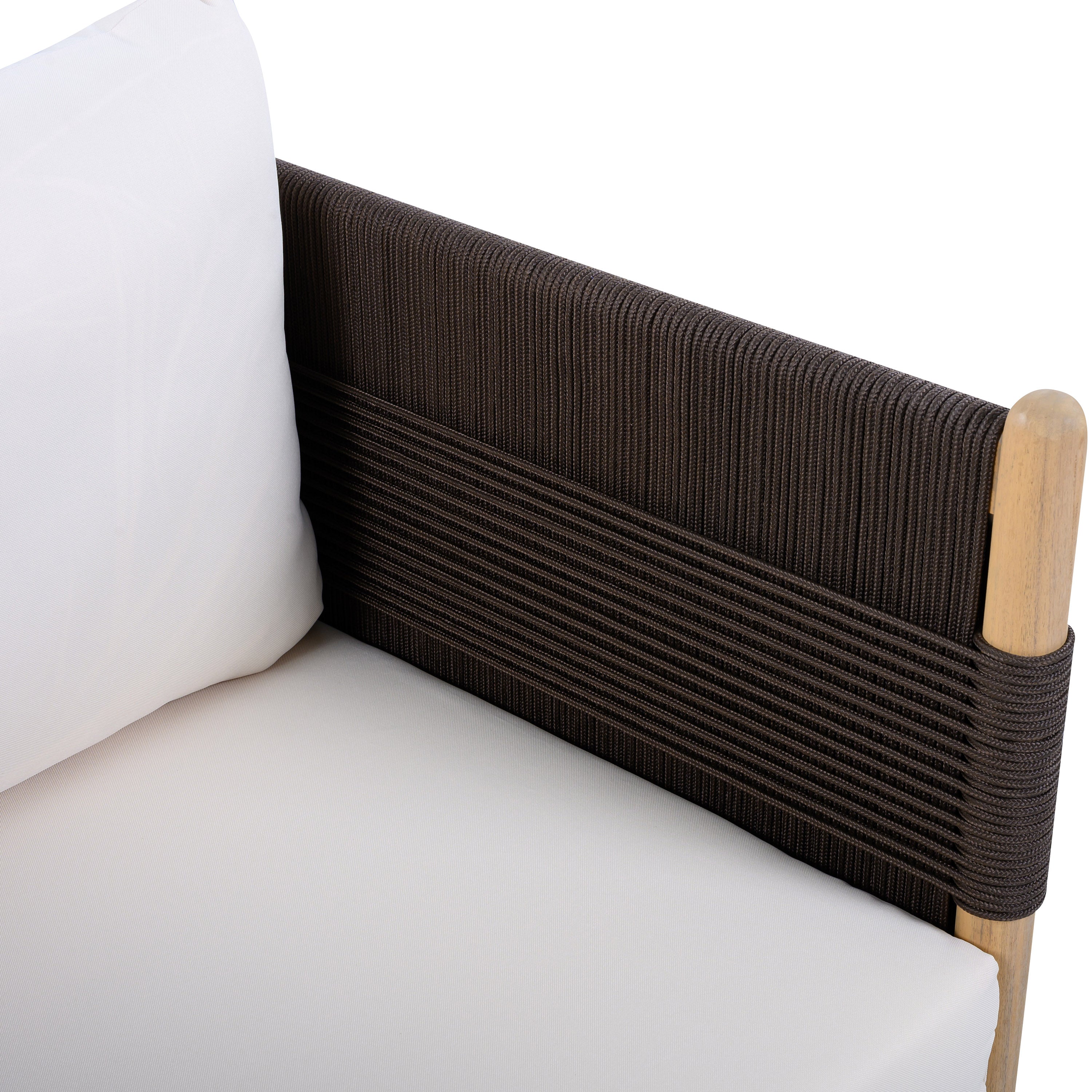 Seabrook Acacia Wood Outdoor Loveseat with Diamond Rope Weave & Cushions