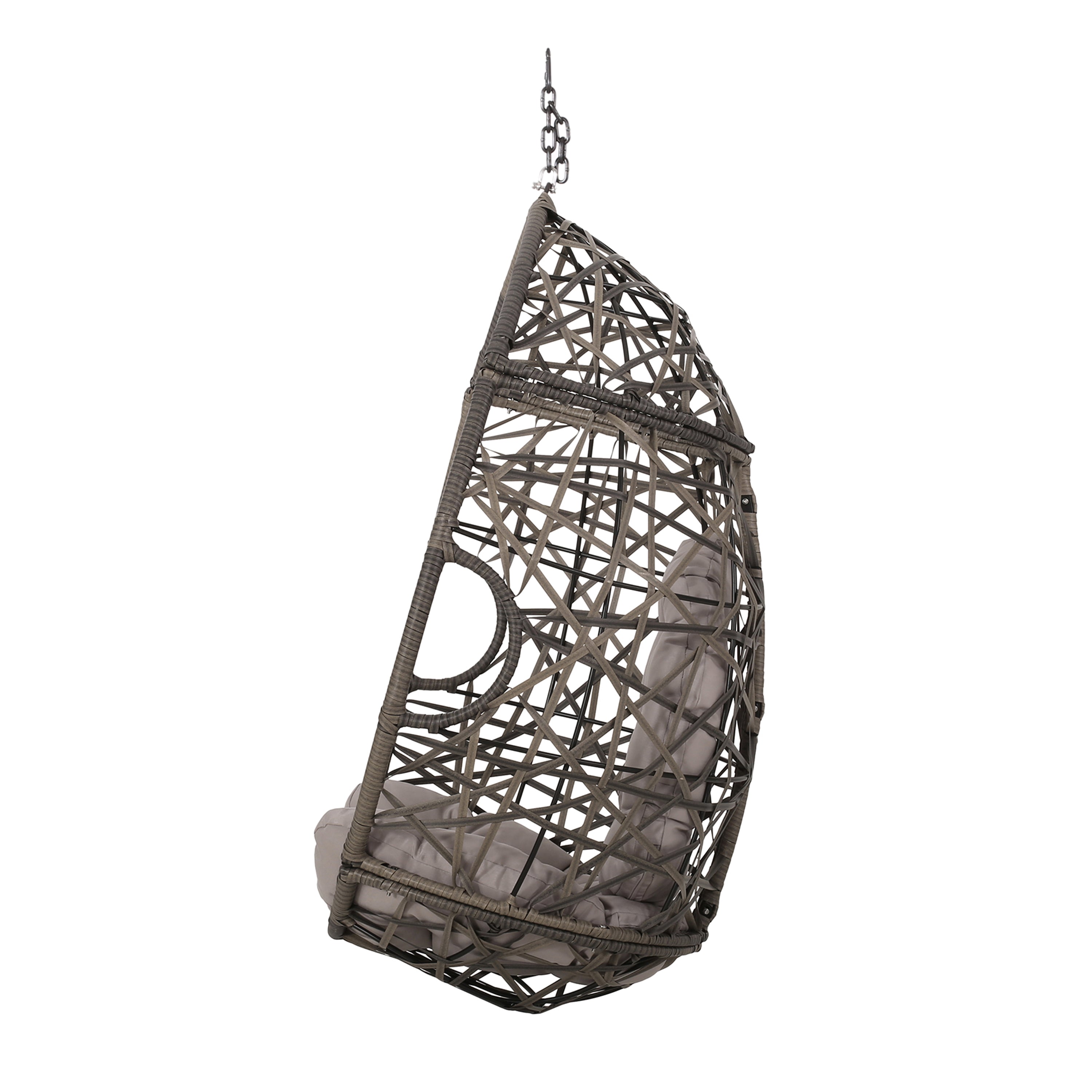 Hanging Chair with Tufted Cushion and Teardrop Shape