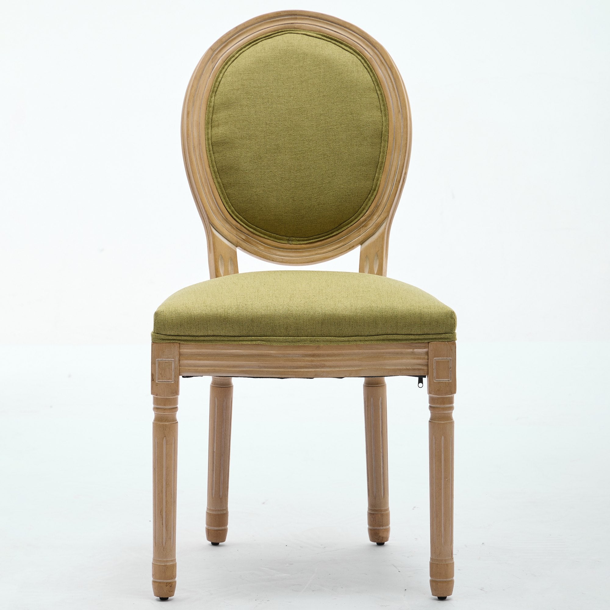 French Country Dining Chairs with Round Upholstered Backrest, Set of 2