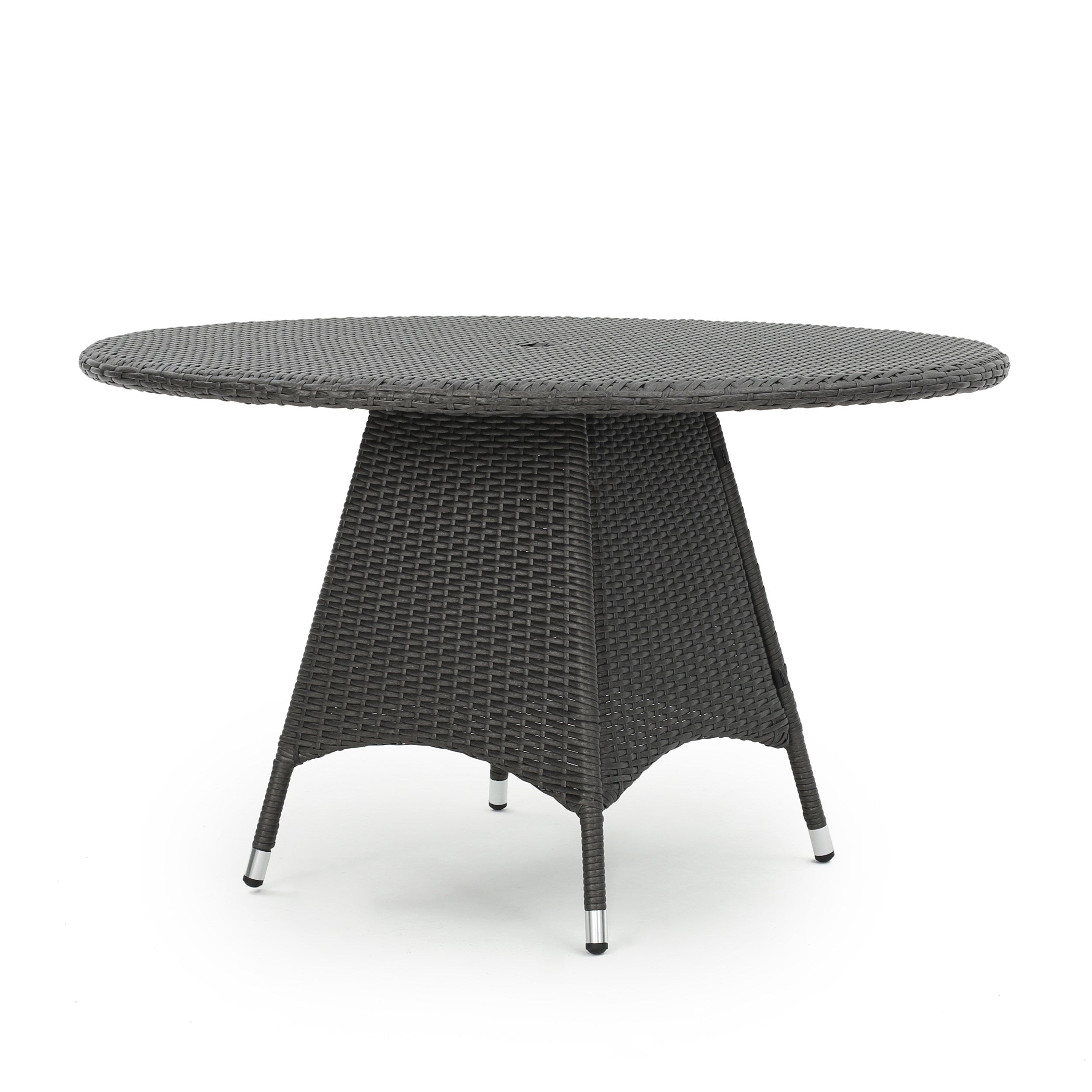 Corsica Round Dining Table, Brown Wicker With Powder Coated Iron Frame