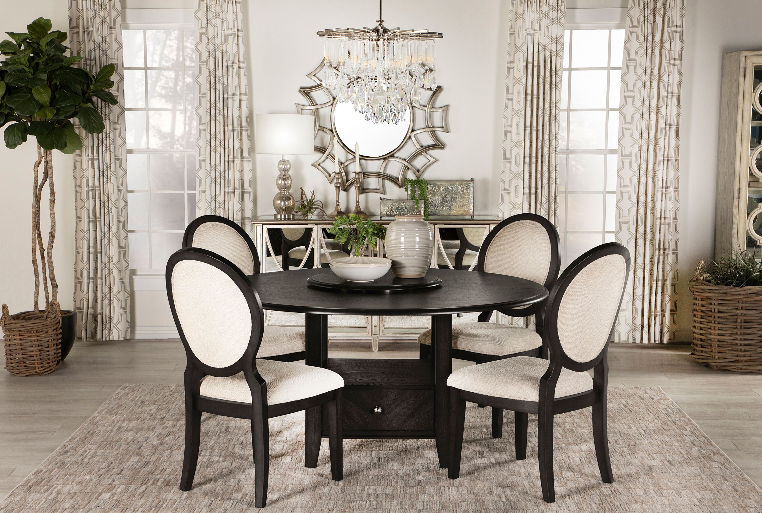 Transitional Oval Dining Chairs, Set of 2