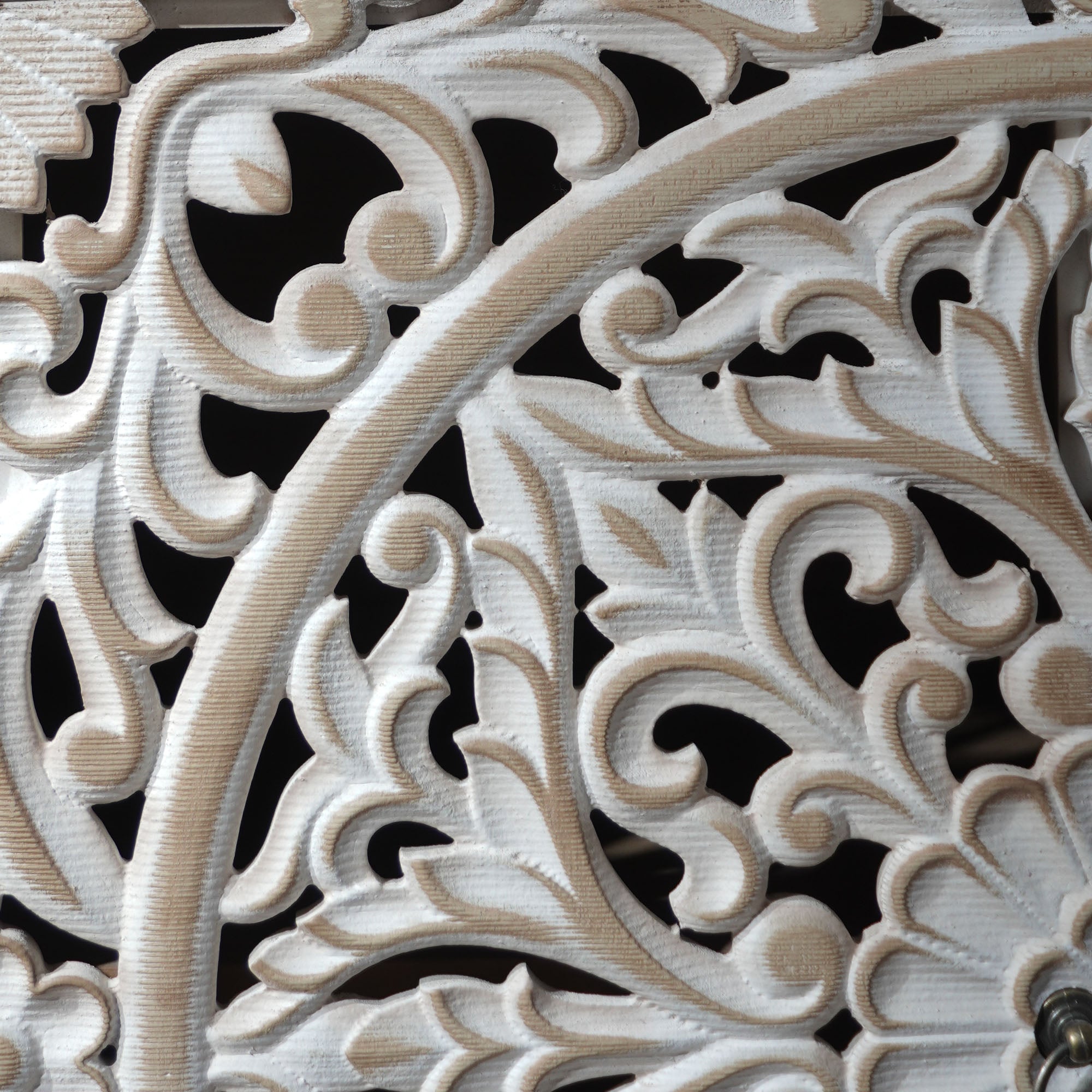 Vintage Carved Wood 4-Door Cabinet