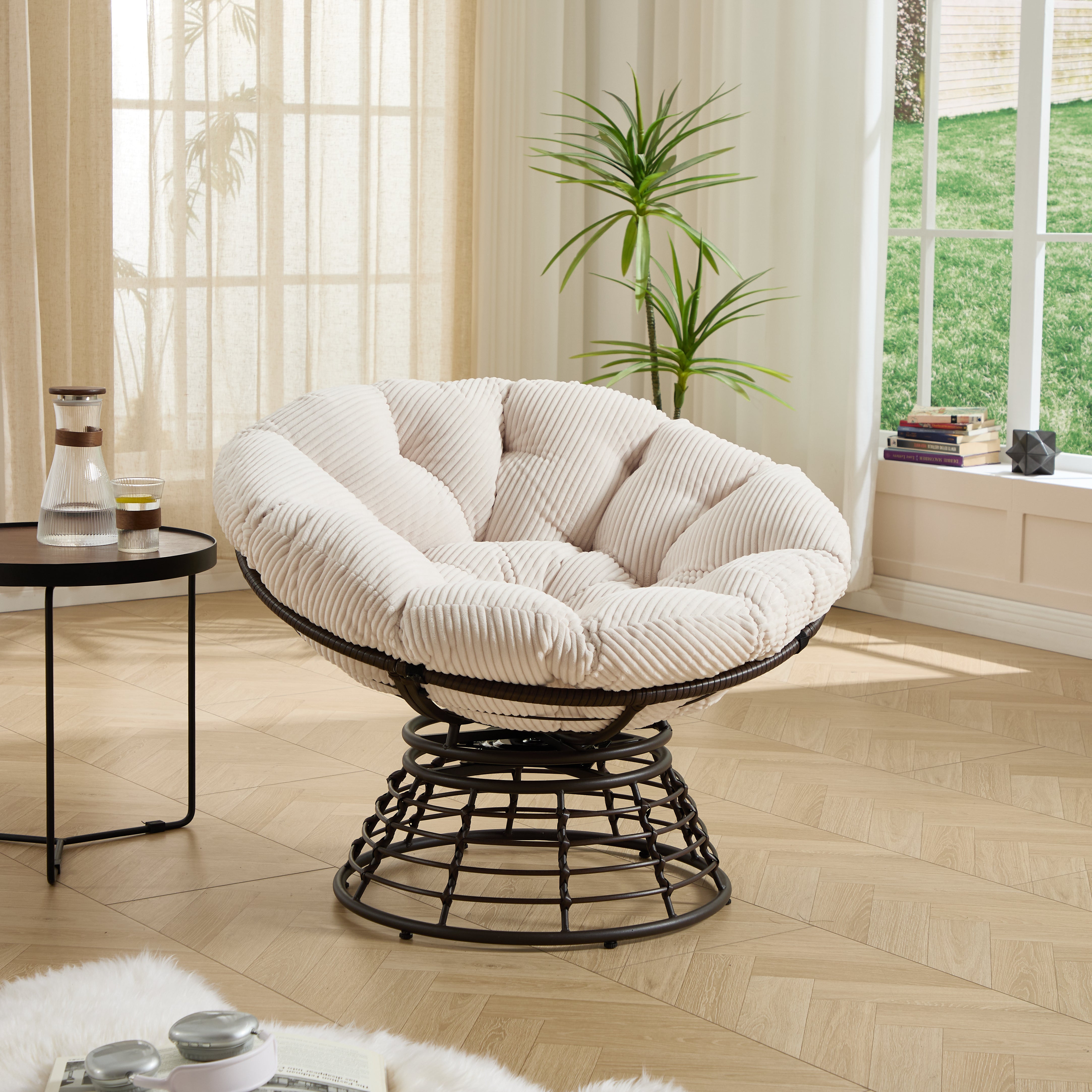 The Original Papasan™ 360° Swivel Indoor Outdoor Wicker Papasan Chair with Soft Thick Cushion
