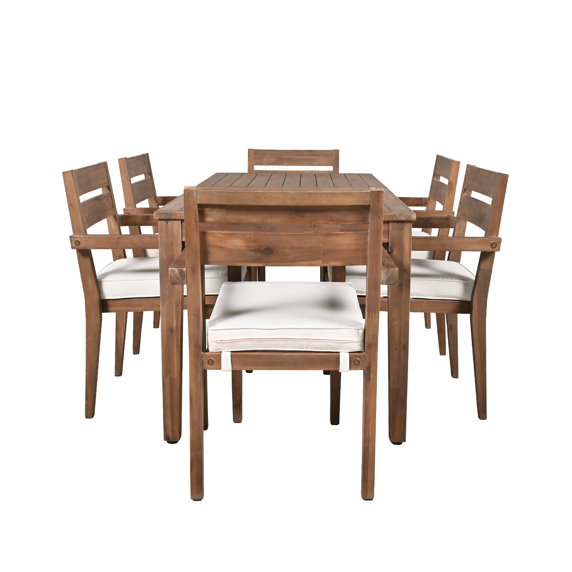 Acacia Wood Outdoor Dining Set with Table And 6 Chairs